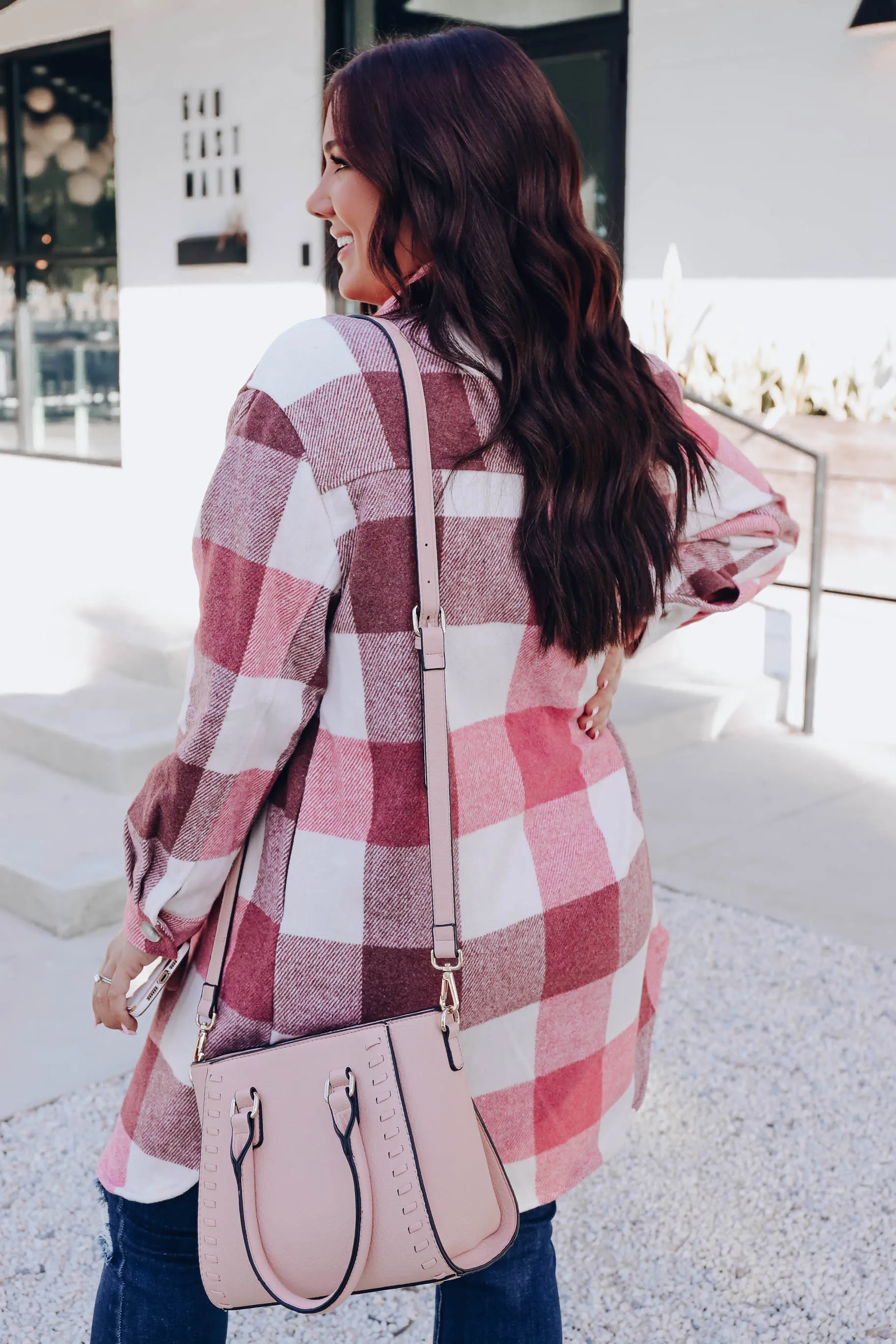 I Want It All Plaid Coat - Pink