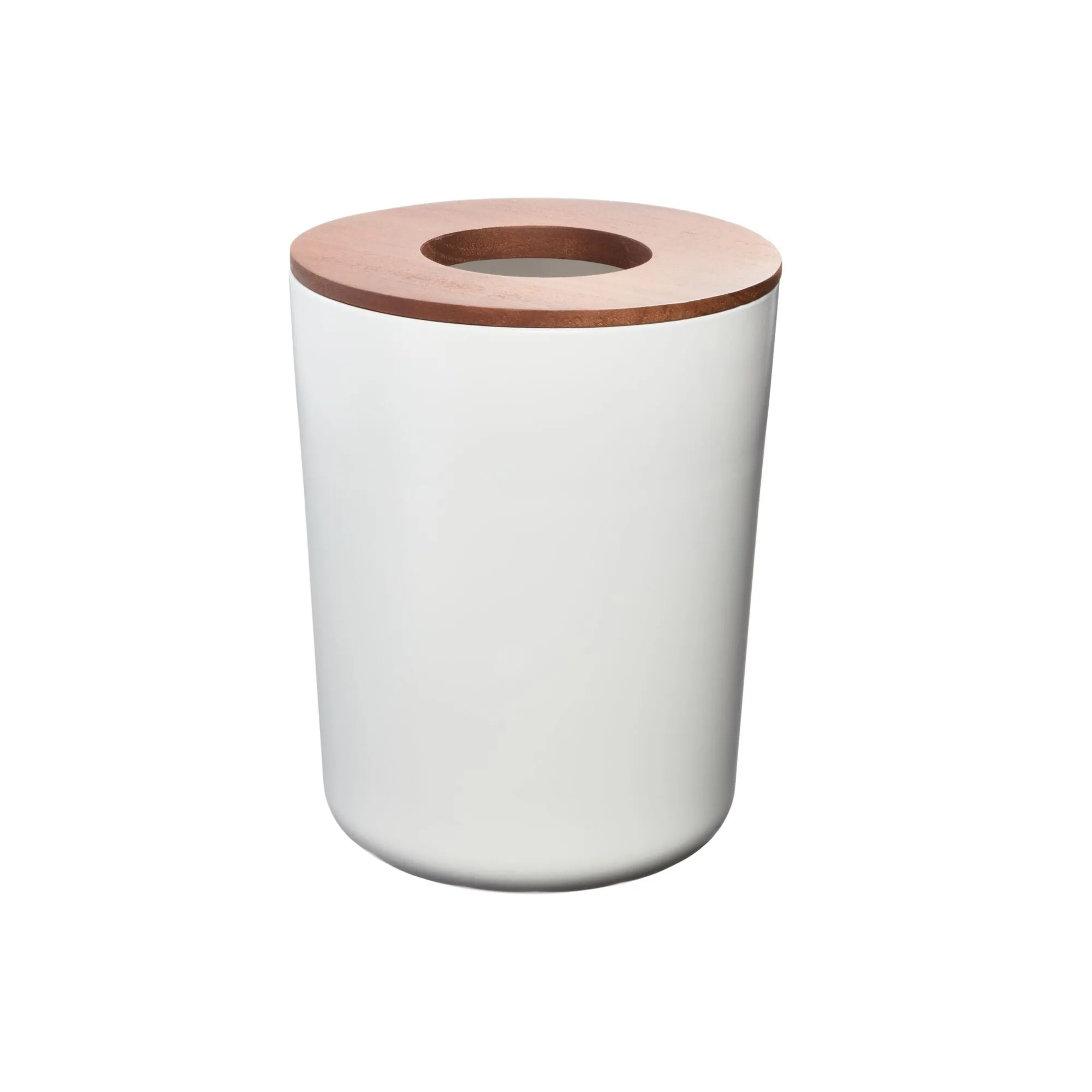 iDesign Eco Vanity Steel Waste Basket with Paulownia Wood Lid