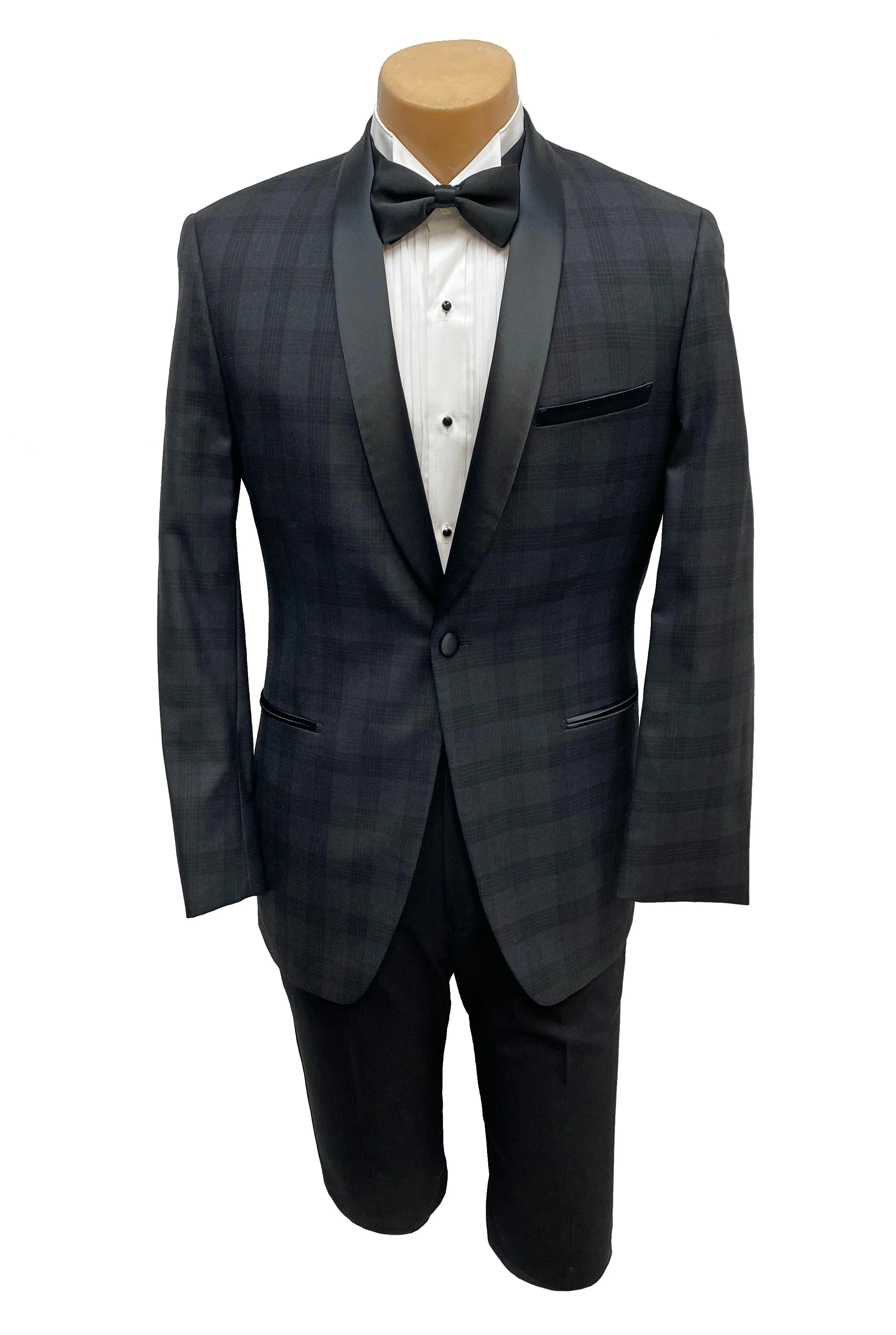 Ike Behar "Chester" Black Plaid Tuxedo Jacket