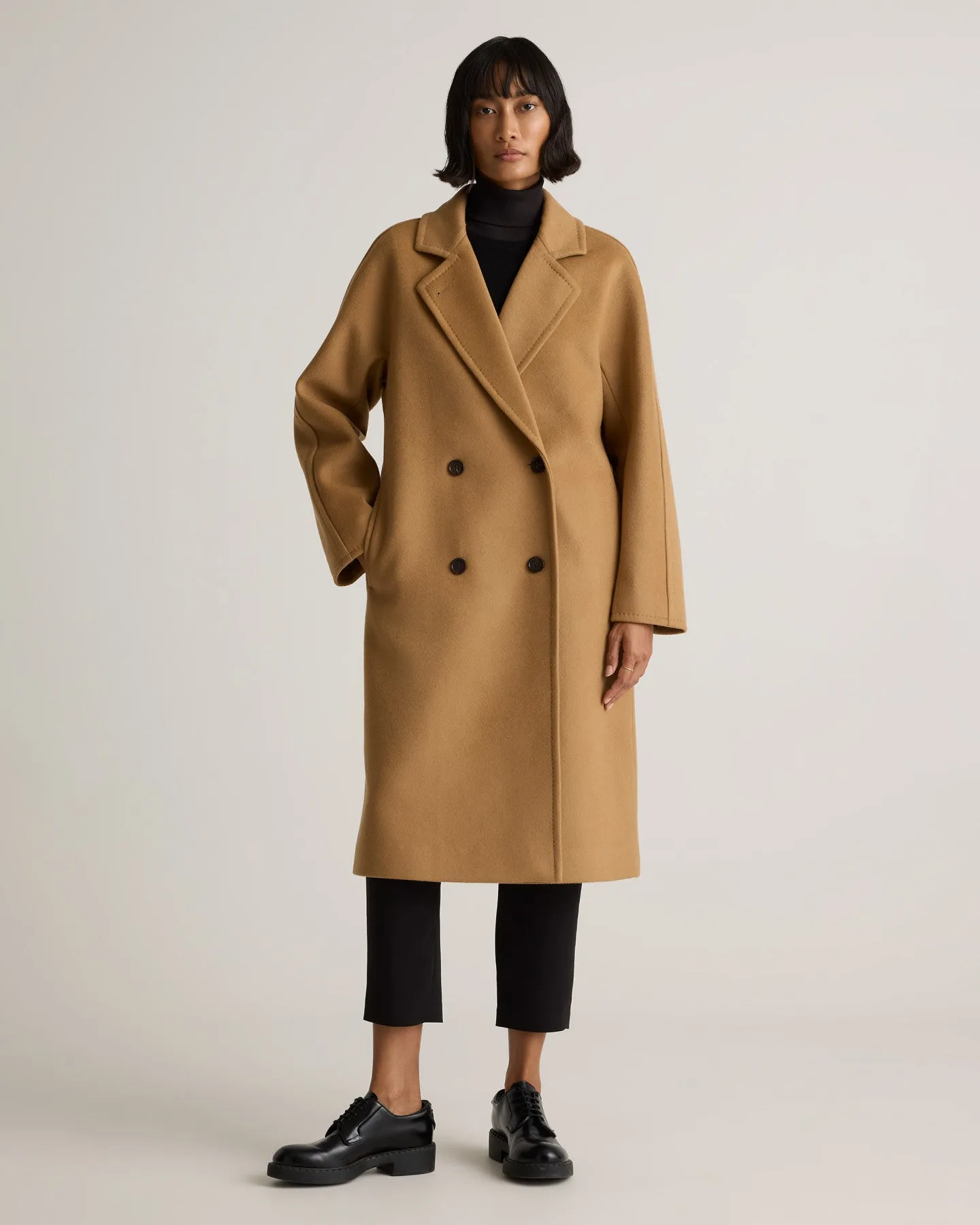 Italian Wool Double-Breasted Slouch Coat