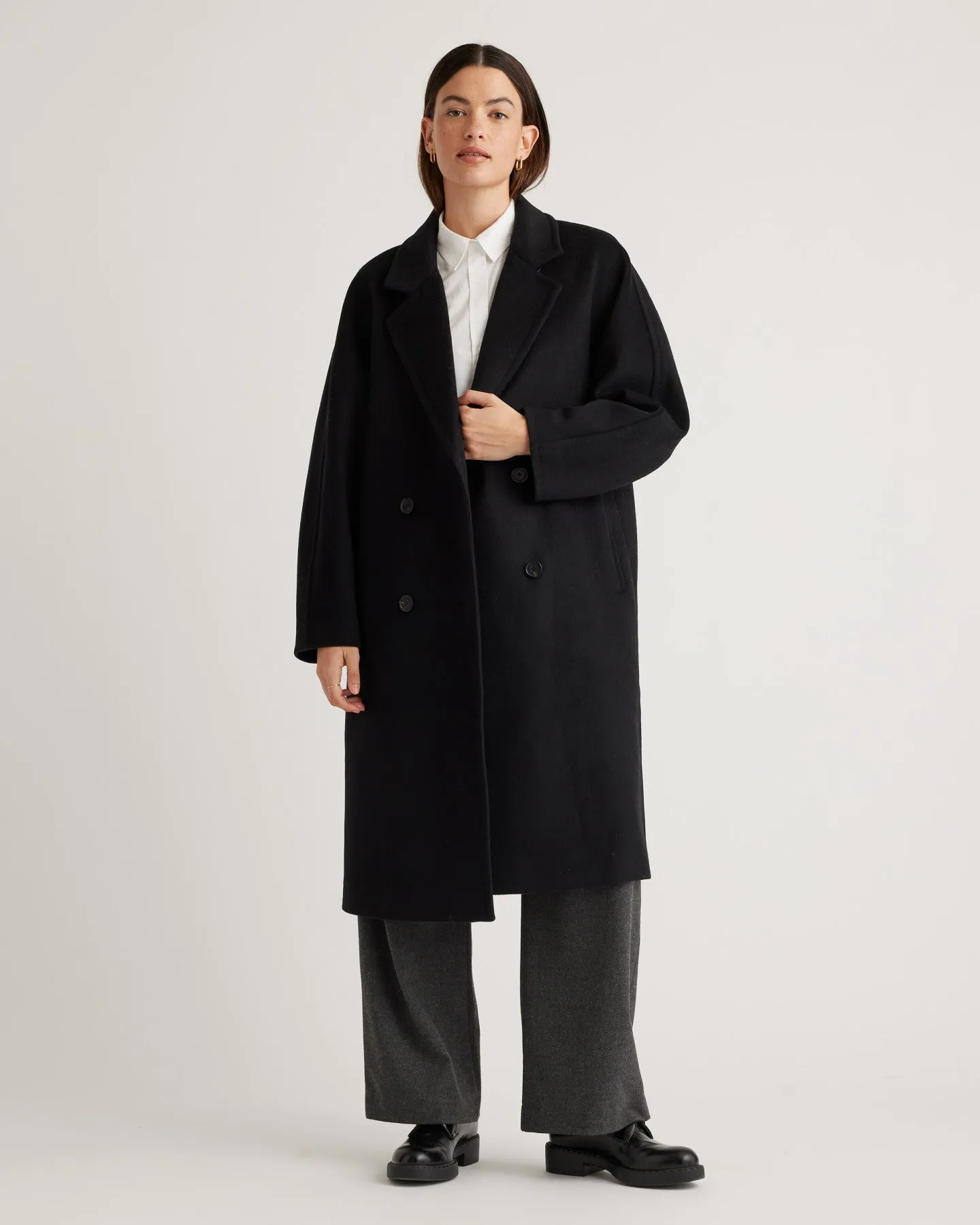 Italian Wool Double-Breasted Slouch Coat