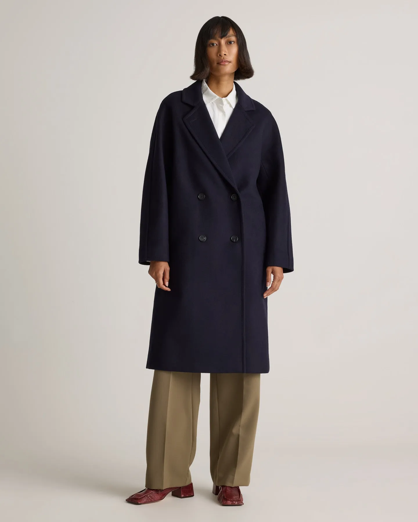 Italian Wool Double-Breasted Slouch Coat