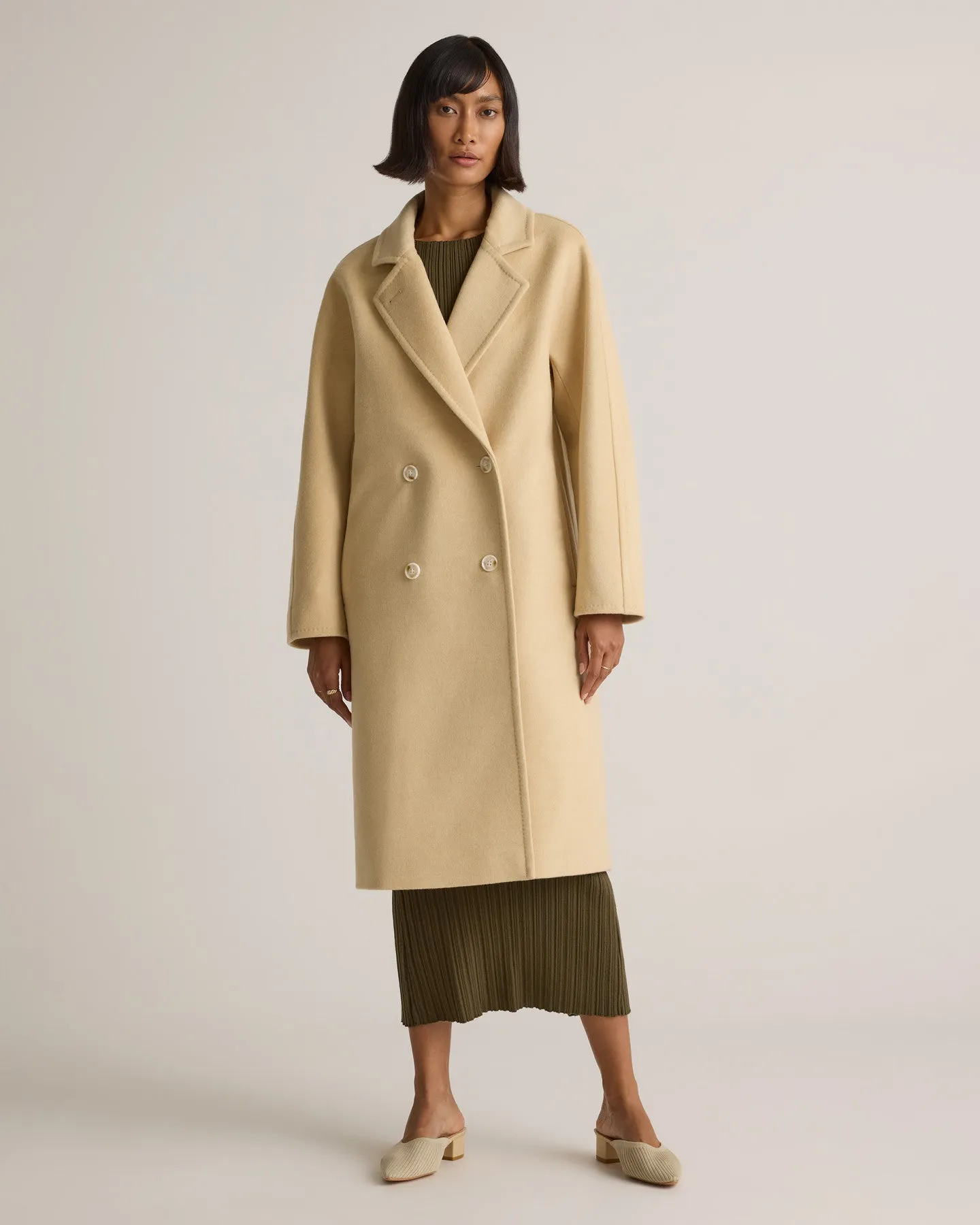 Italian Wool Double-Breasted Slouch Coat