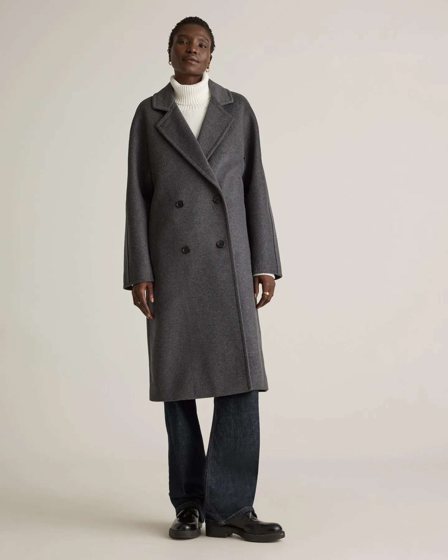 Italian Wool Double-Breasted Slouch Coat