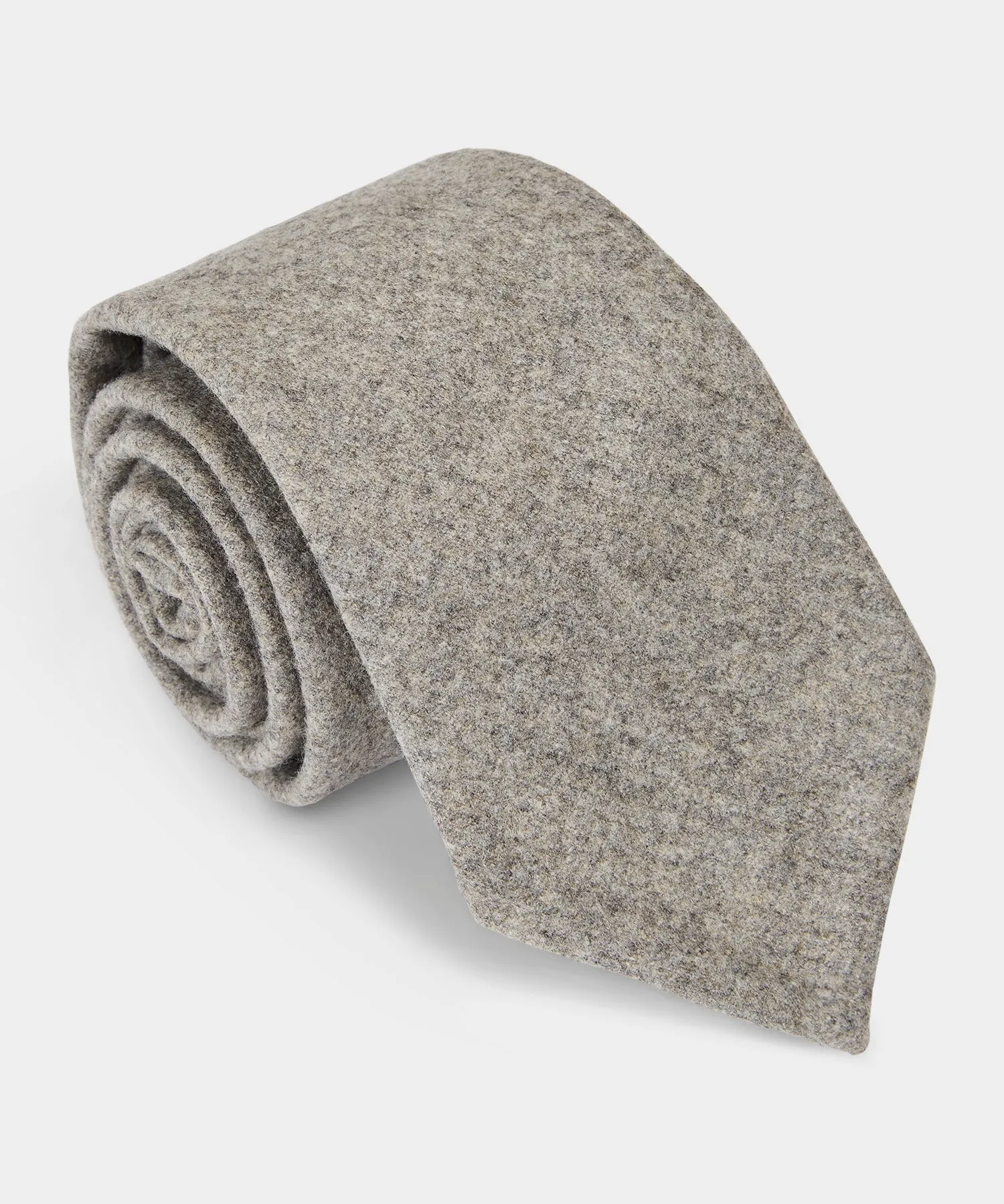 Italian Wool Flannel Tie in Light Grey