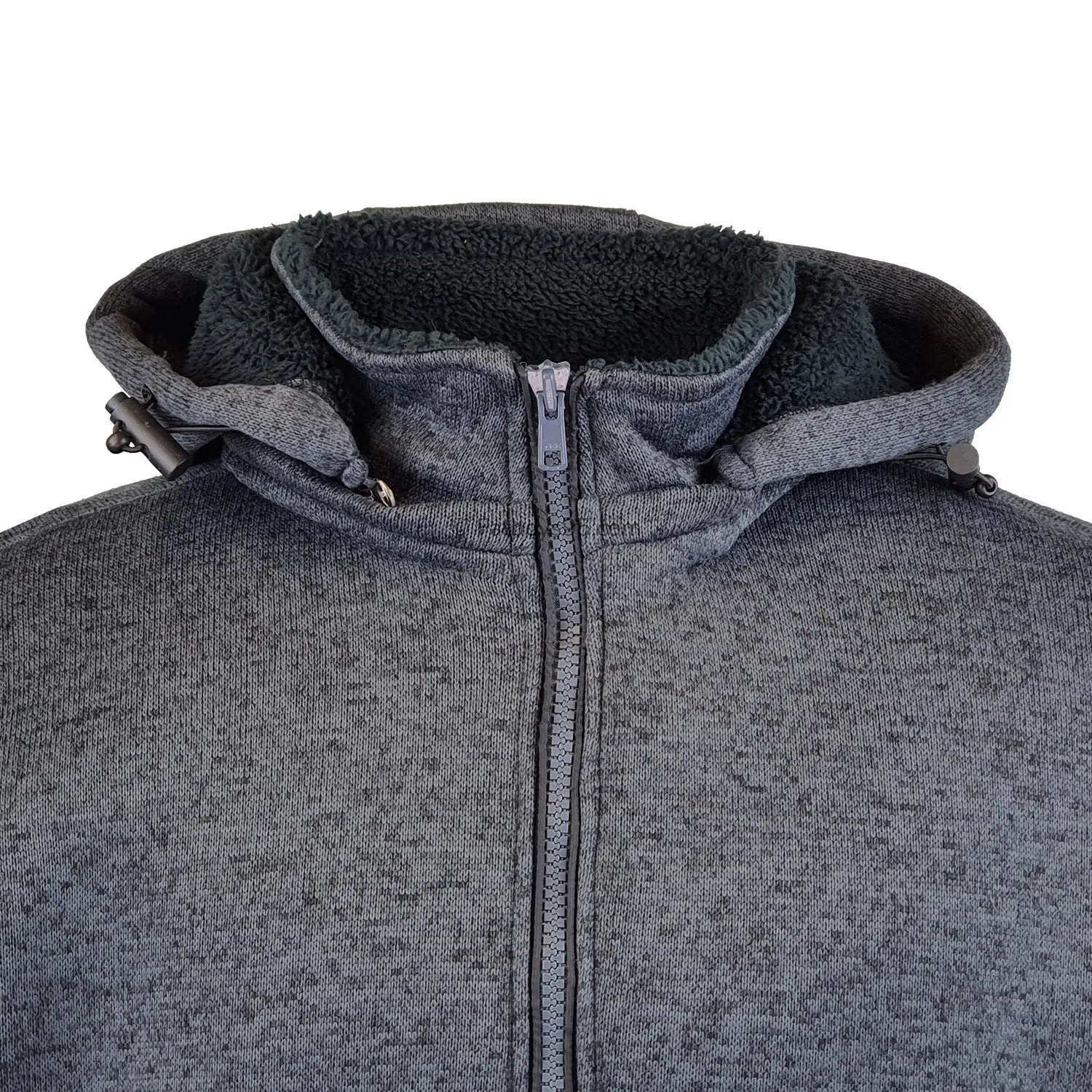 Kam Sherpa Lined Hooded Knit Jacket - KBS KV101 - Charcoal