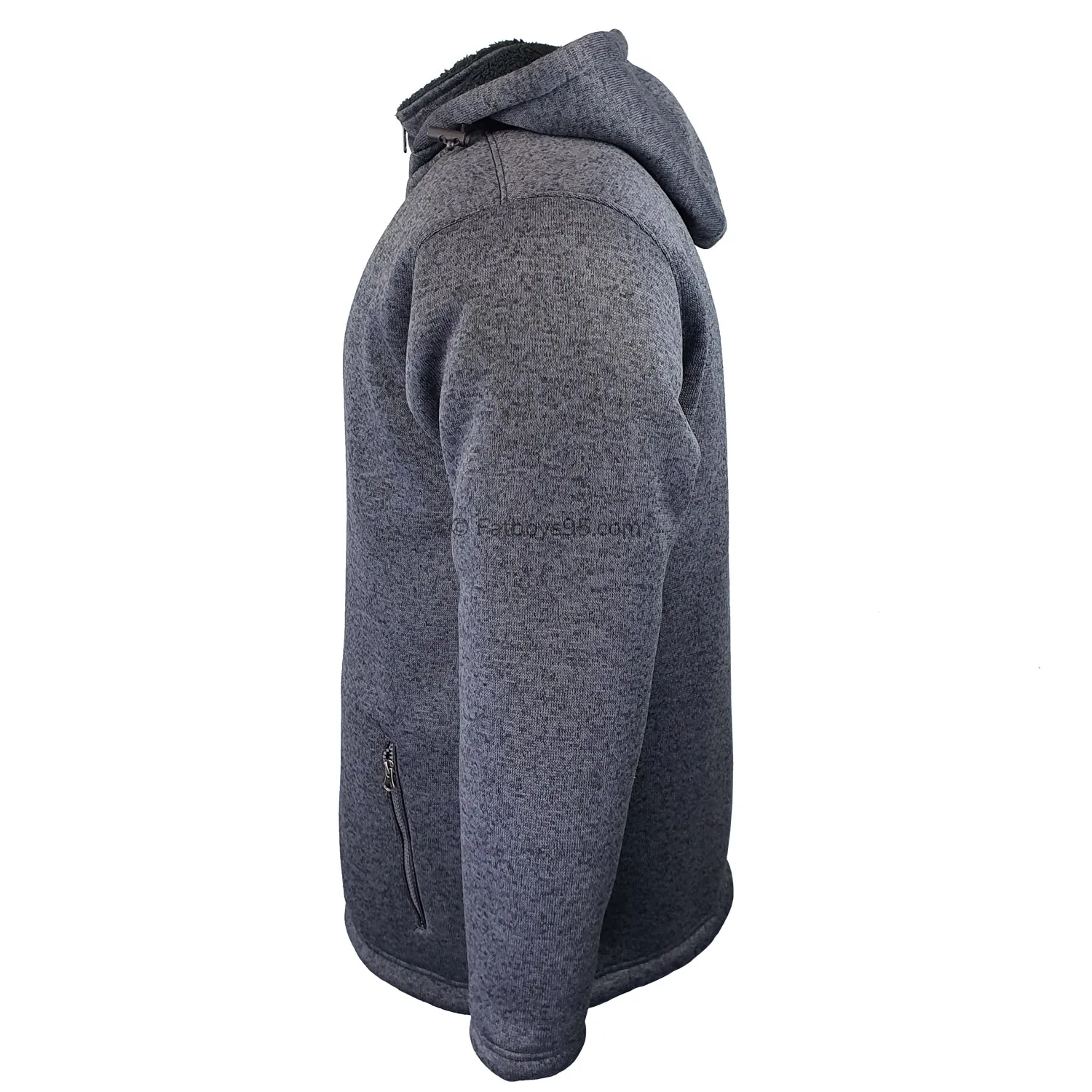 Kam Sherpa Lined Hooded Knit Jacket - KBS KV101 - Charcoal