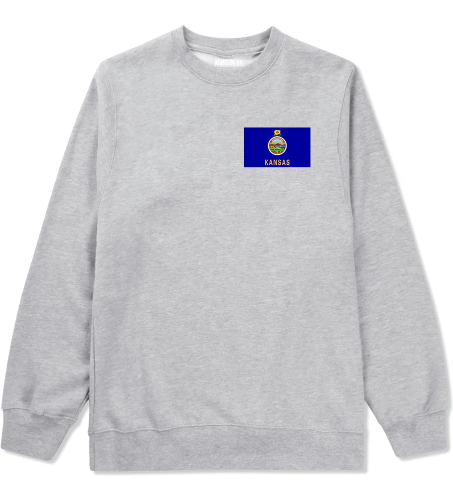 Kansas State Flag KS Chest Mens Crewneck Sweatshirt