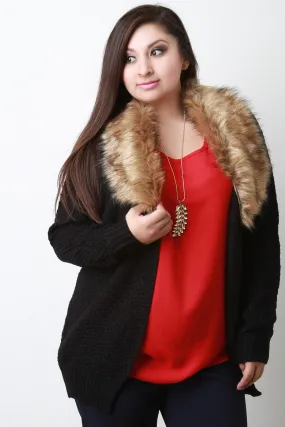 Knitted Faux Fur Cardigan