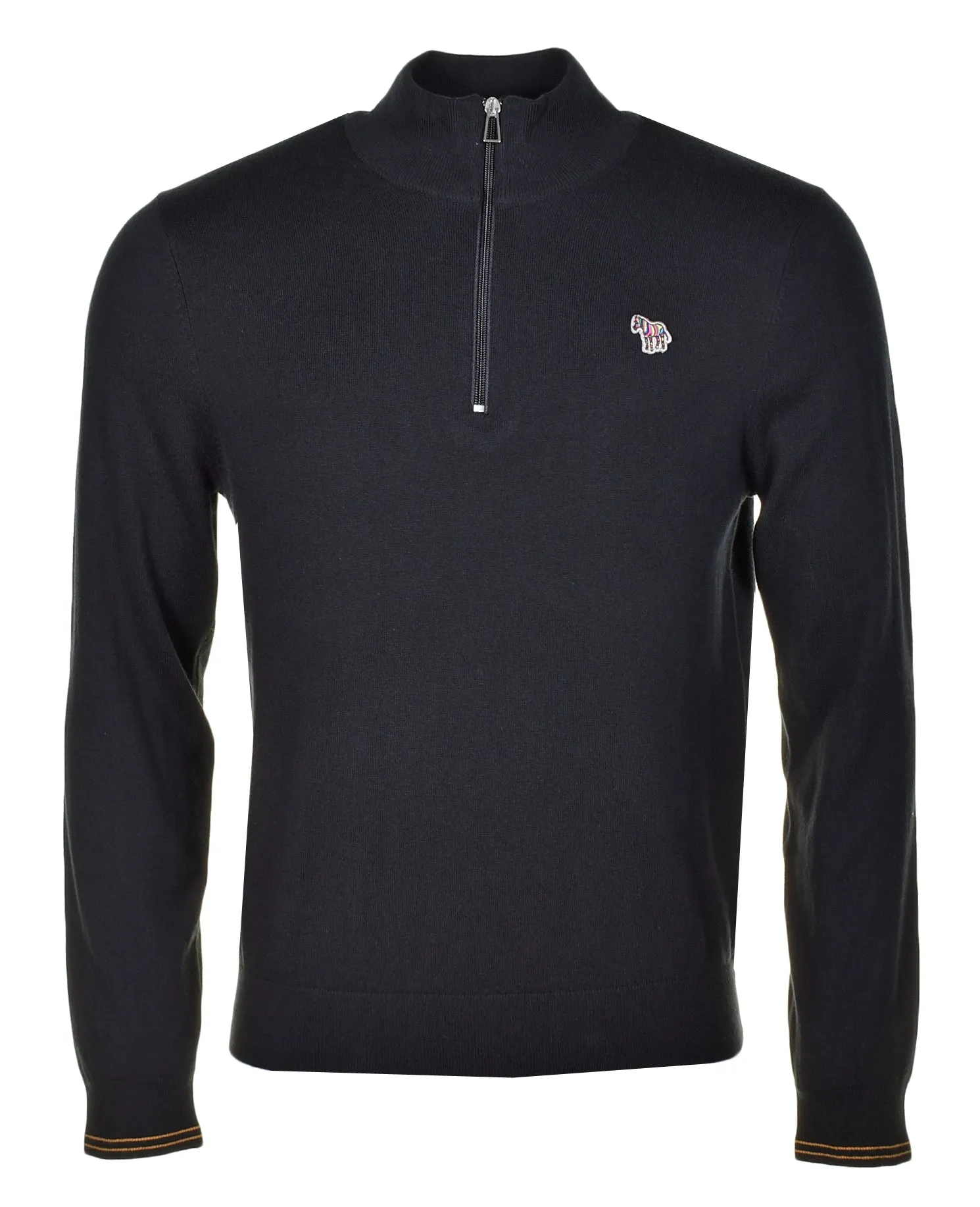 Knitted Zebra Quarter Zip Black