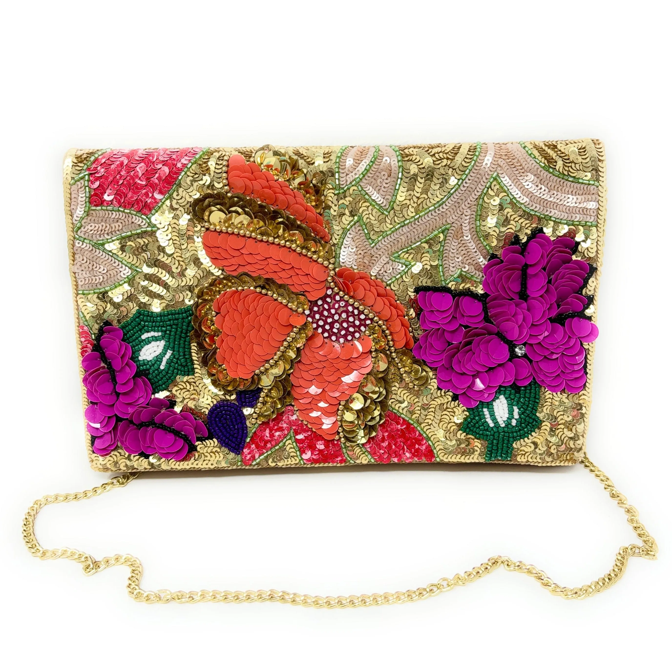 Lei Beaded Floral Clutch Purse