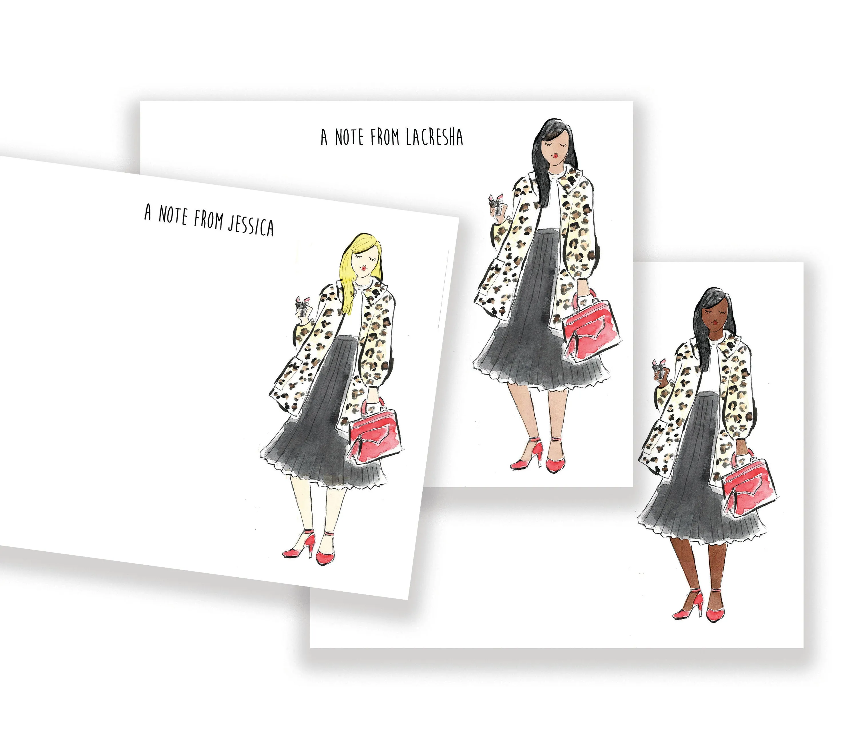 Leopard Coat   Lipstick Personalized Stationery Desk Set