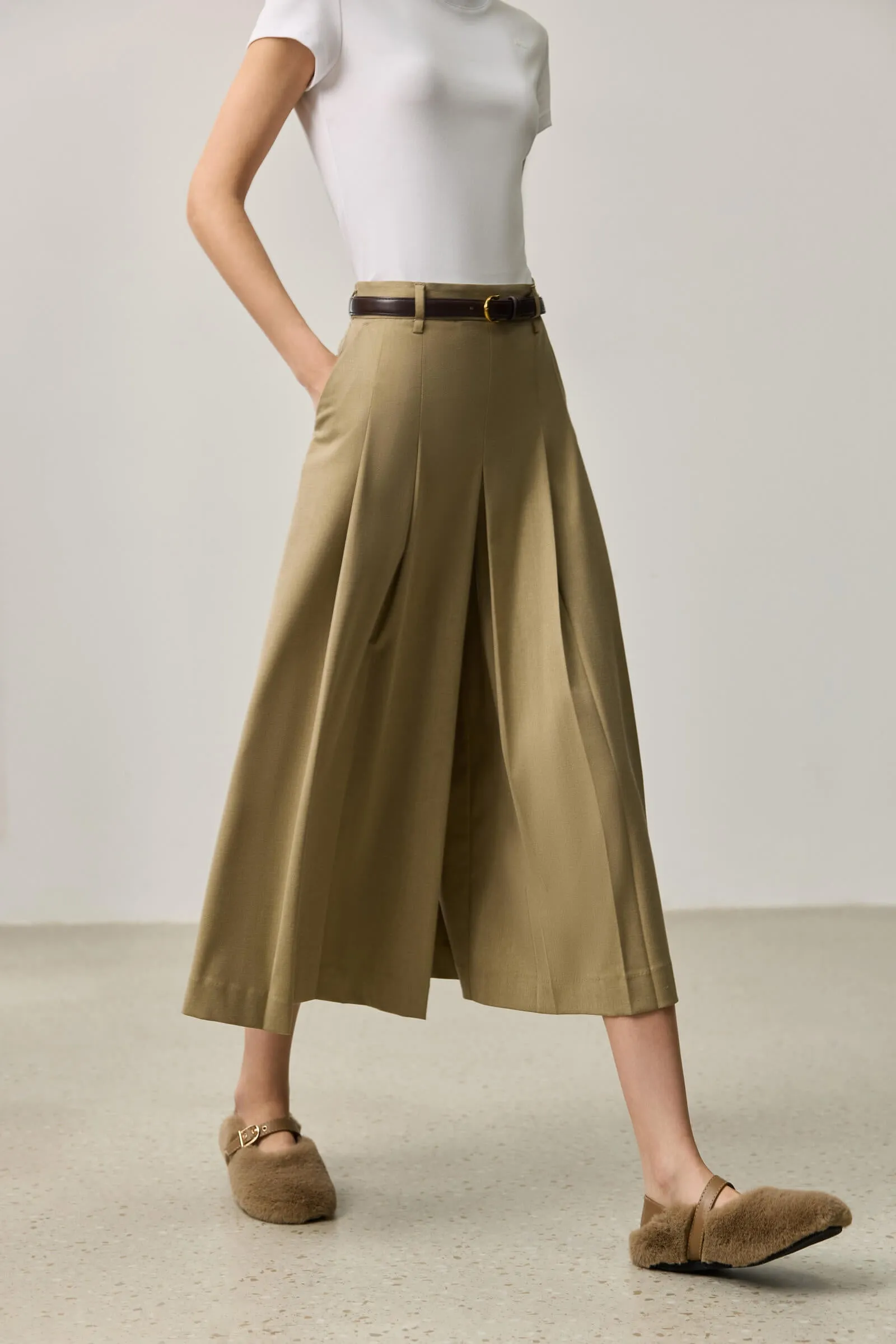 LILY Wool-Blend A-Line Culottes