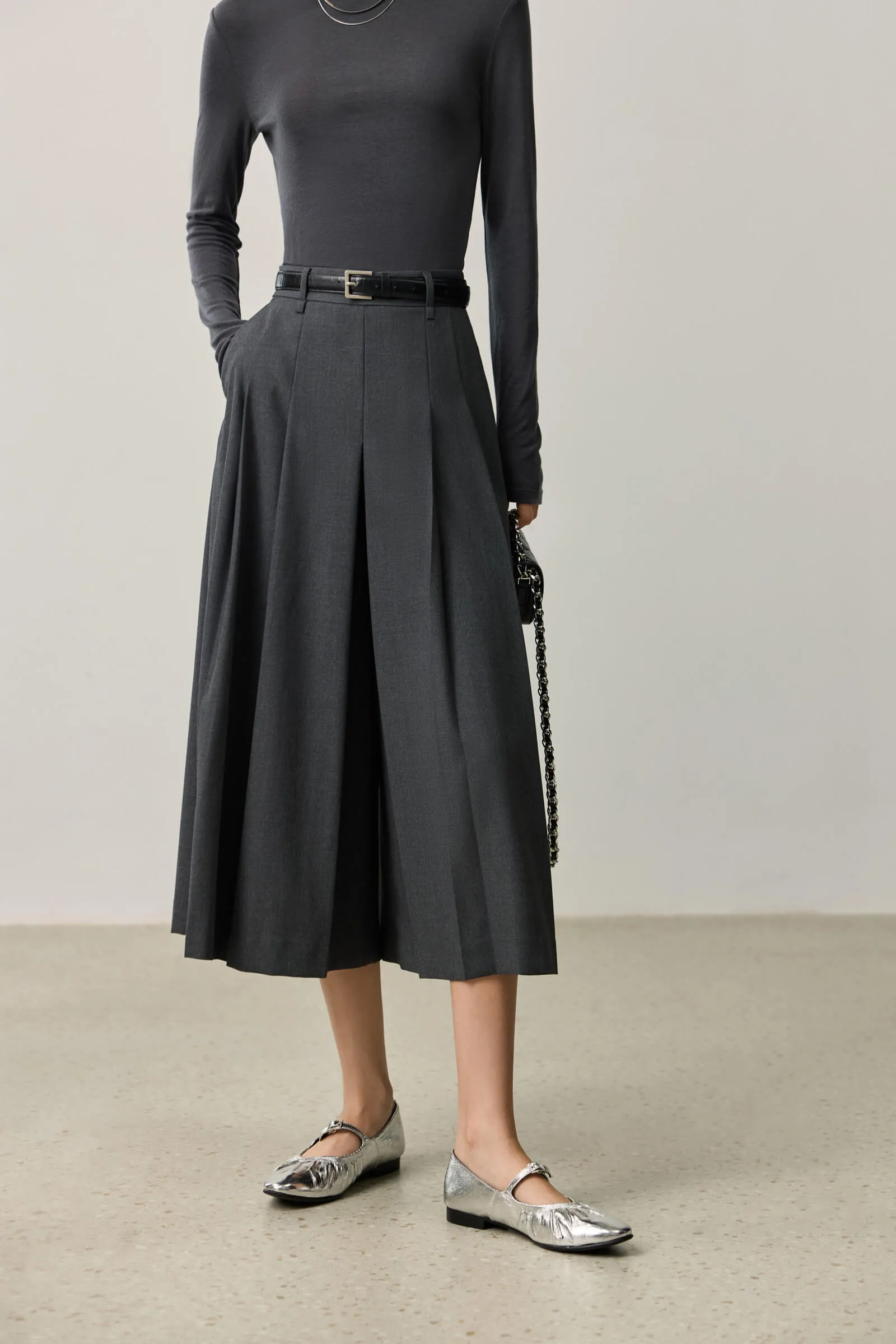 LILY Wool-Blend A-Line Culottes