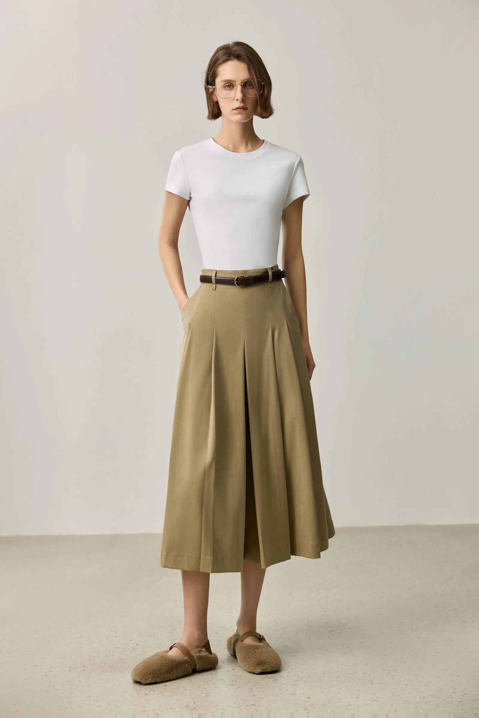 LILY Wool-Blend A-Line Culottes