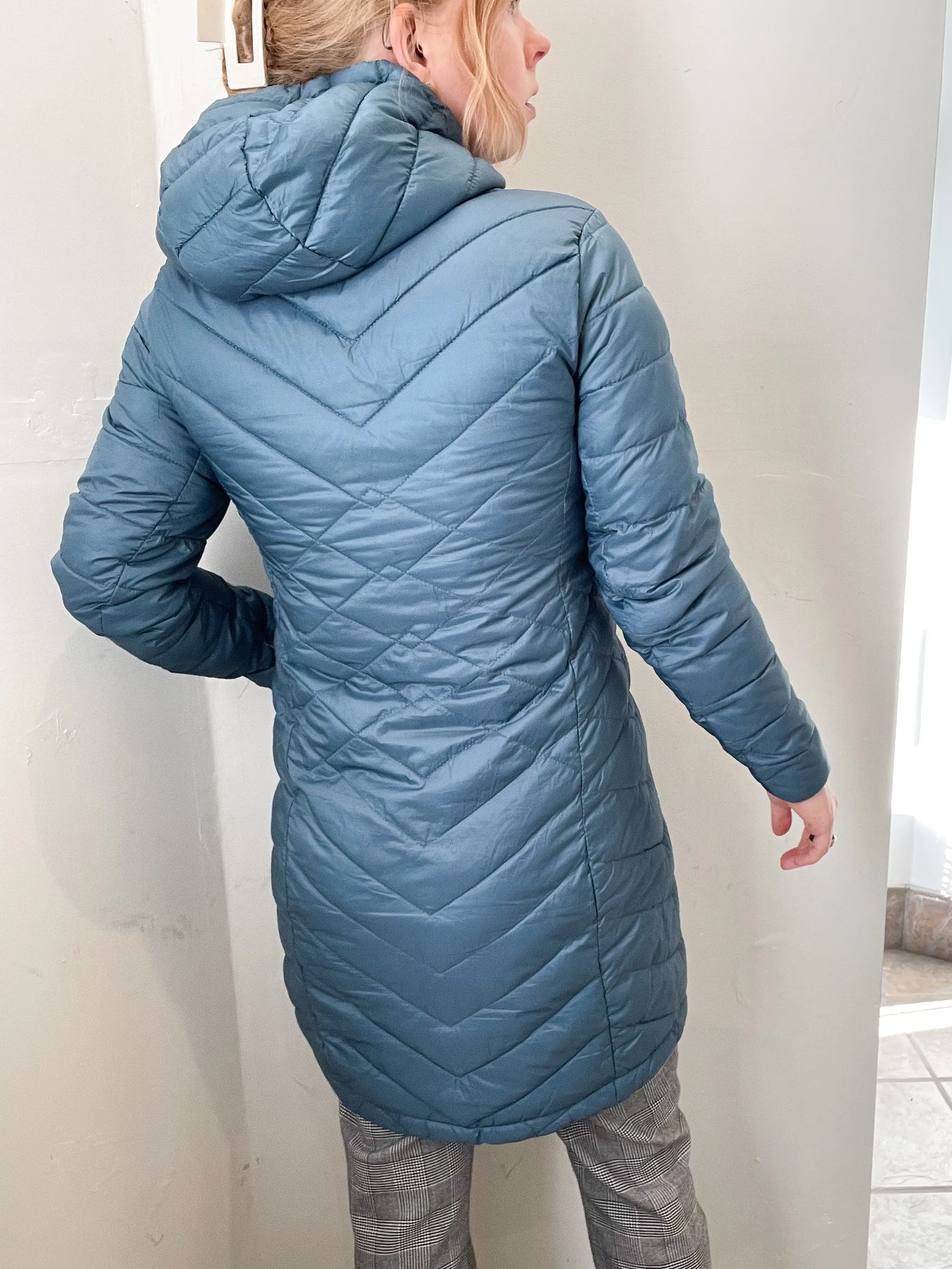 Lole Slate Blue Primaloft Vegan Puffer Long Jacket - Small