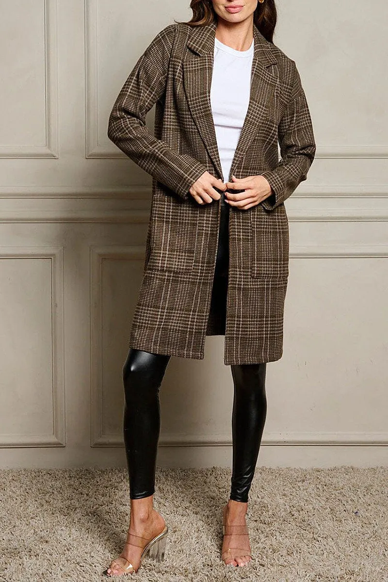 Long Plaid Blazer