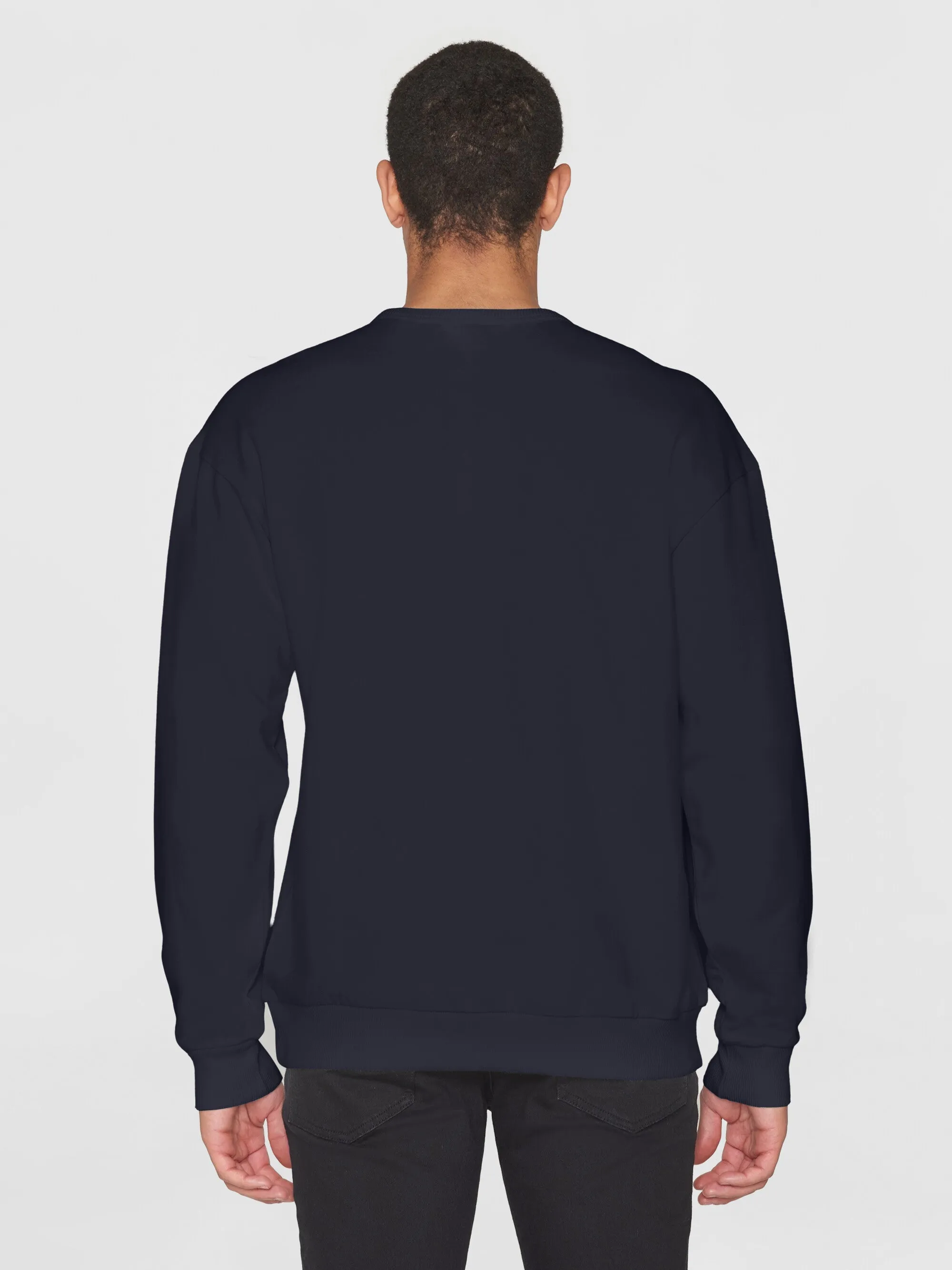 Loose fit crew sweat with badge embr - GOTS/Vegan - Night Sky