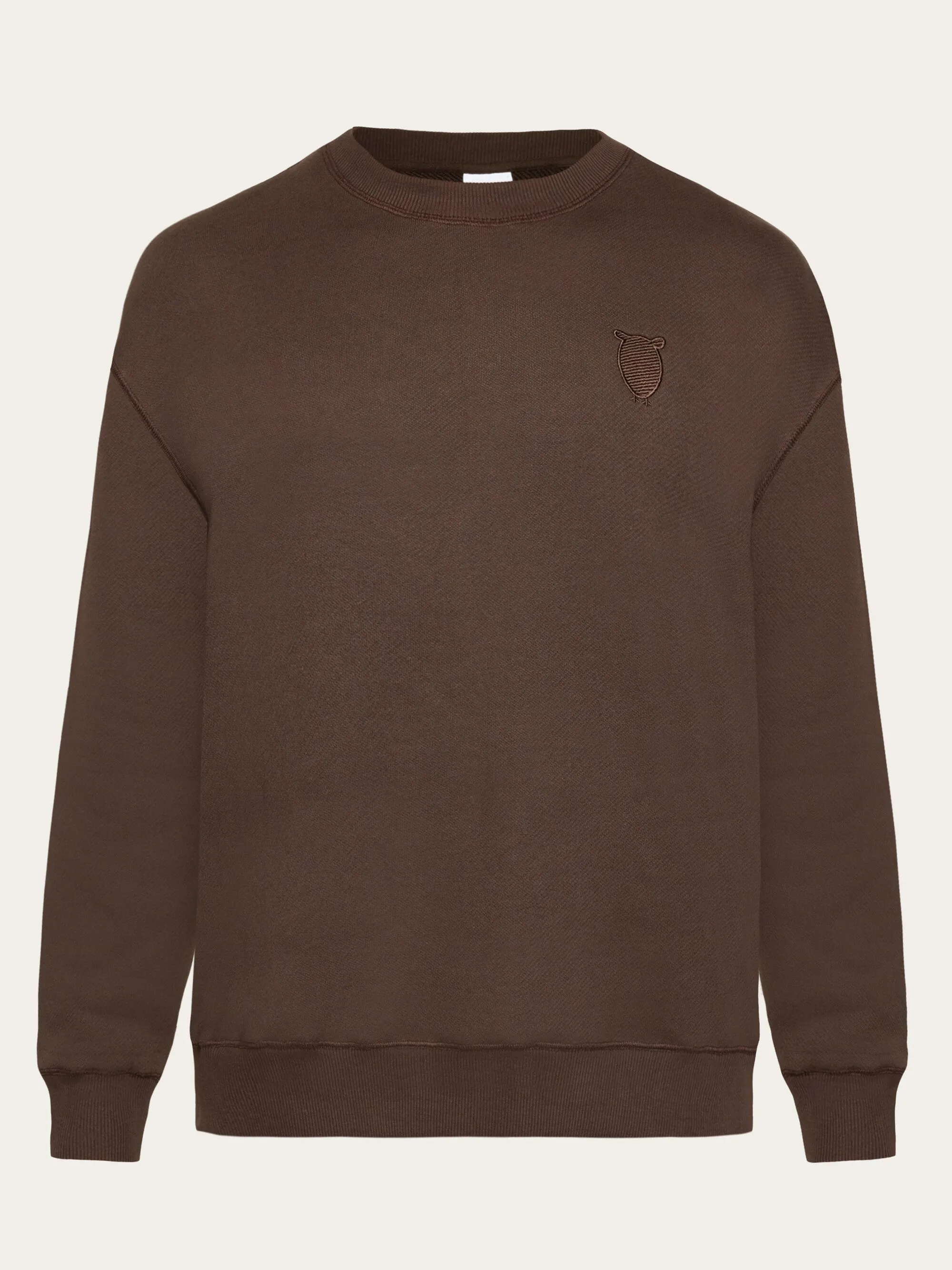 Loose fit sweat with embroidery at chest - Demitasse (brown)