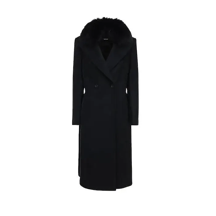 Mackage Women Tailored Wool Cashmere Coat With Fur Collar |SIENNA-BX| Black