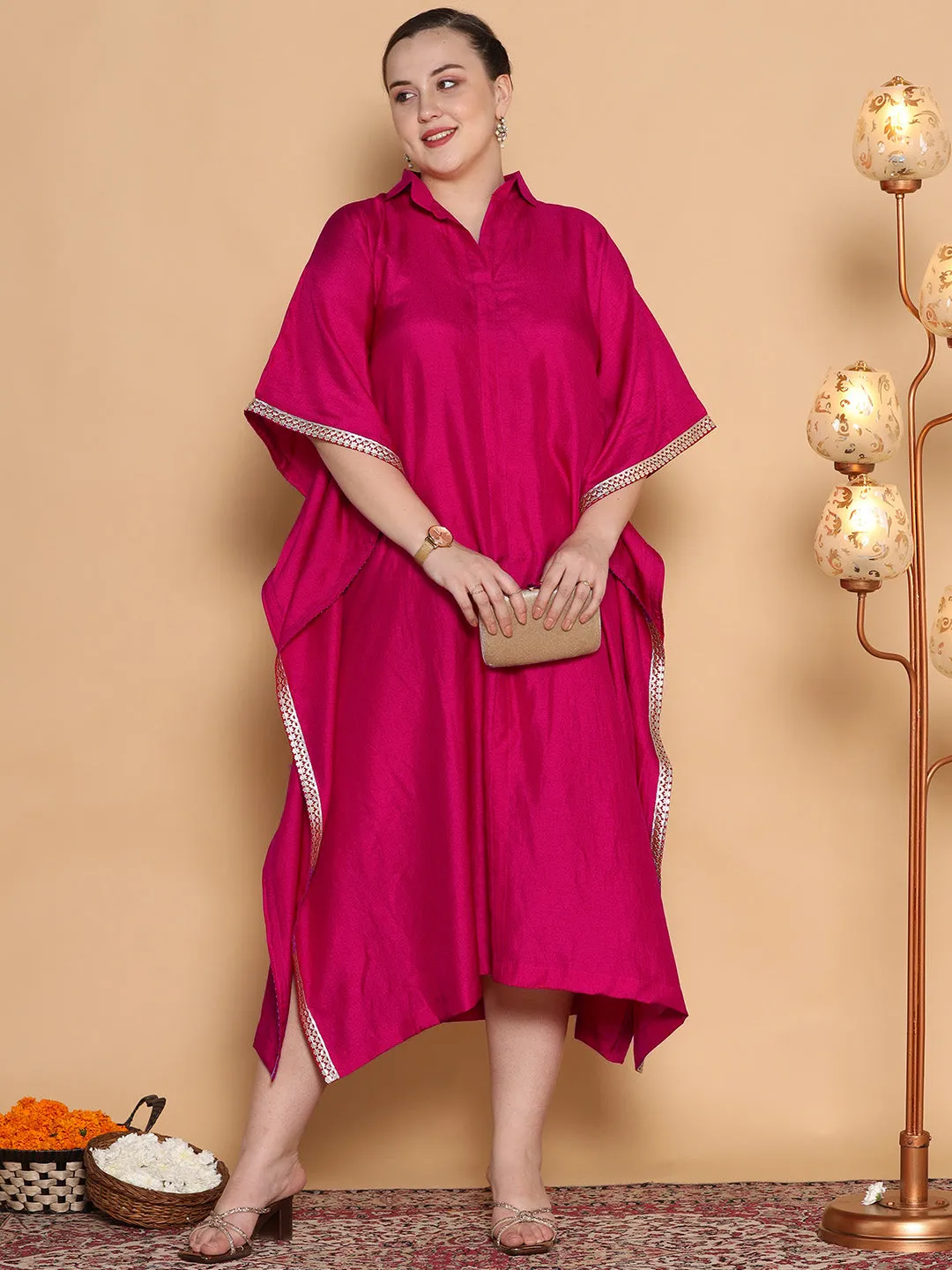 Magenta Silk Shirt Kaftan