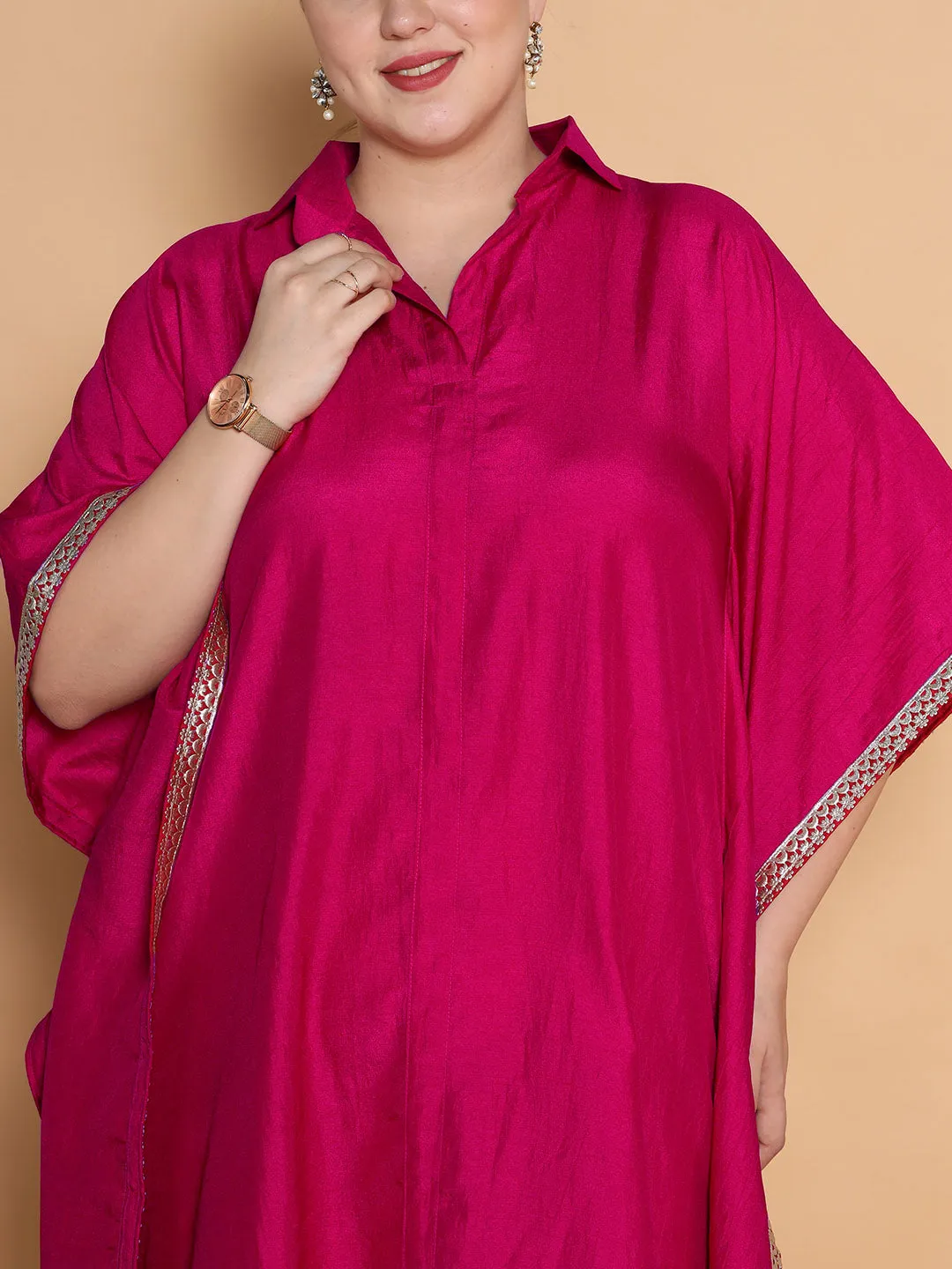 Magenta Silk Shirt Kaftan