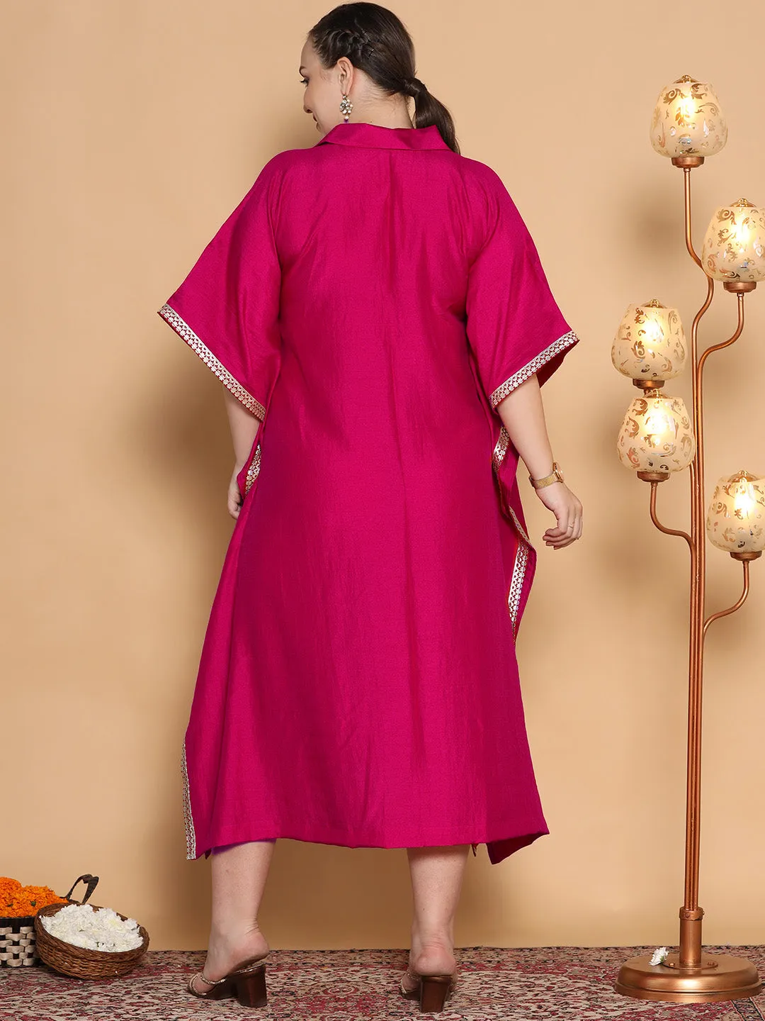 Magenta Silk Shirt Kaftan