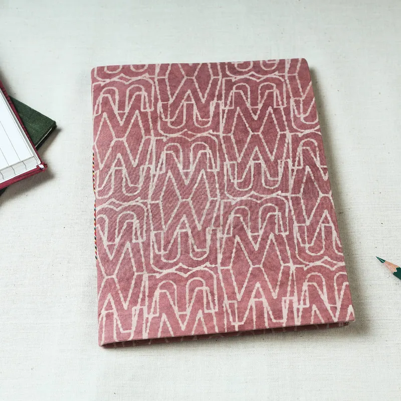 Maroon - Art Block Print Fabric Cover Handmade Paper Notebook (9 x 7 in)