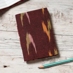 Maroon - Ikat Fabric Cover Handmade Paper Notebook (5 x 3.5 in)