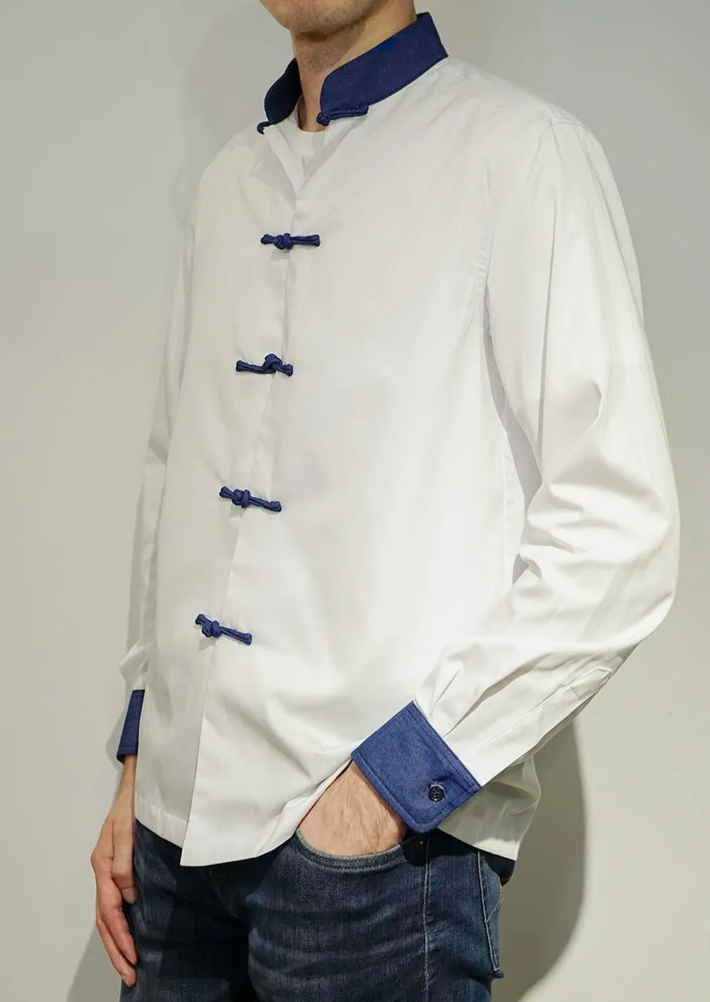 Men's Bicolor Tang Shirt (White/ Denim)