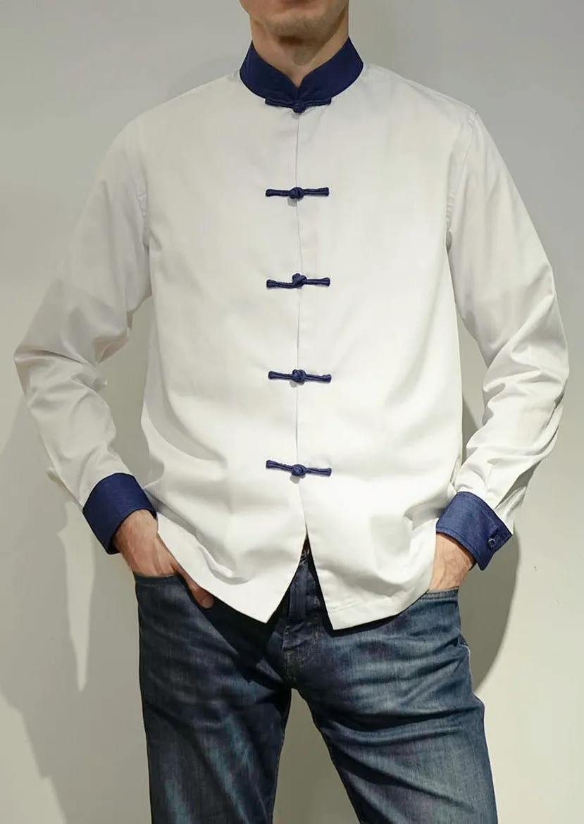 Men's Bicolor Tang Shirt (White/ Denim)