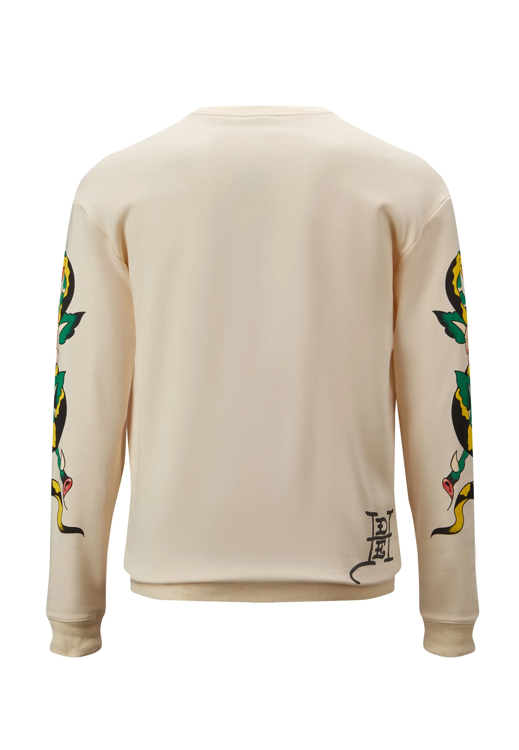 Mens Skull-Dagz Graphic Crew Neck Sweatshirt - Beige