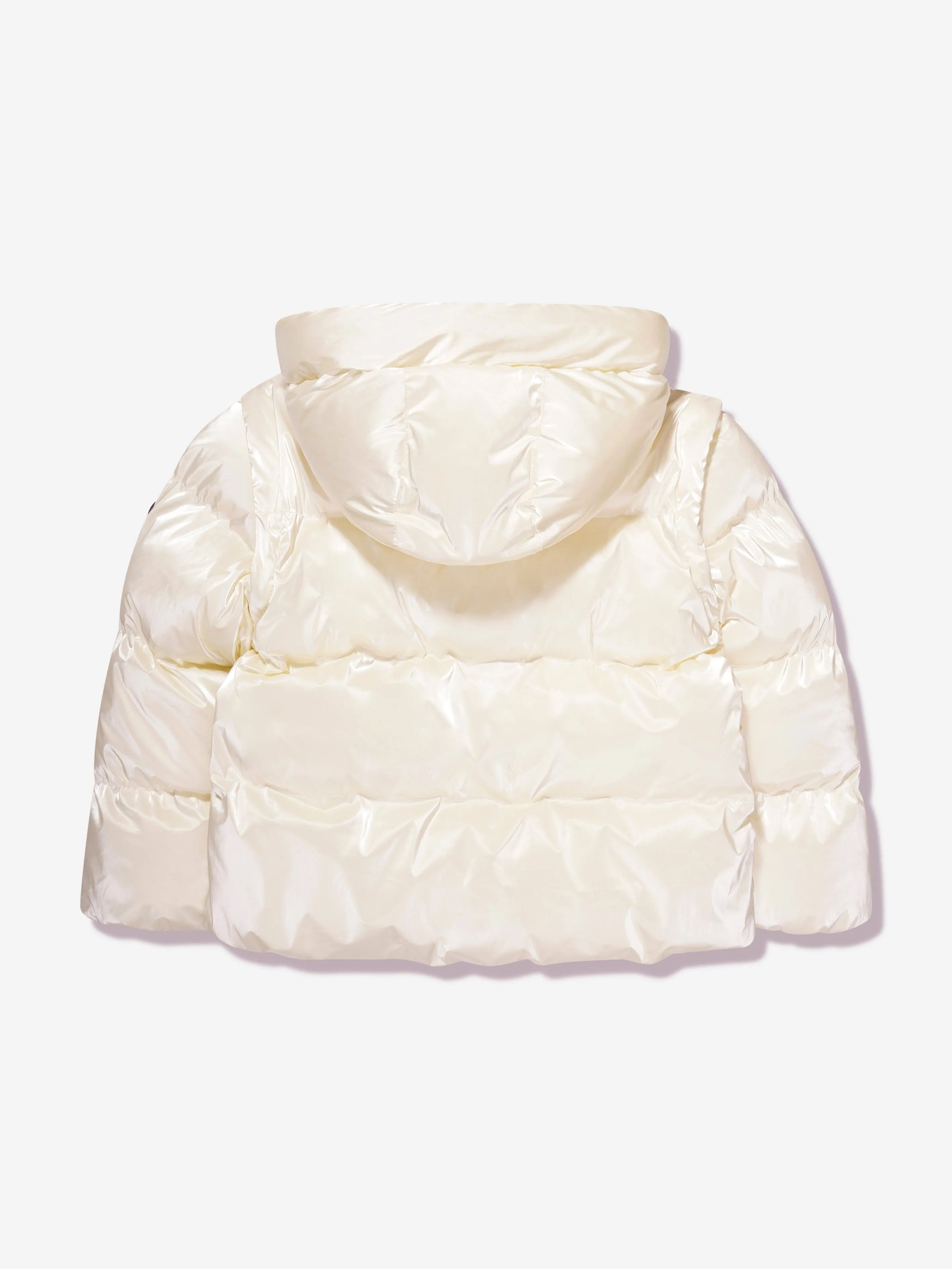 Michael Kors Girls Puffer Jacket With Detachable Sleeves in Cream