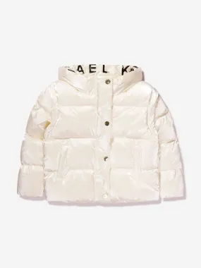 Michael Kors Girls Puffer Jacket With Detachable Sleeves in Cream