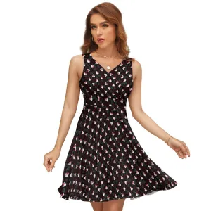 Mickey And Minnie Dots V-Neck Sleeveless Dress