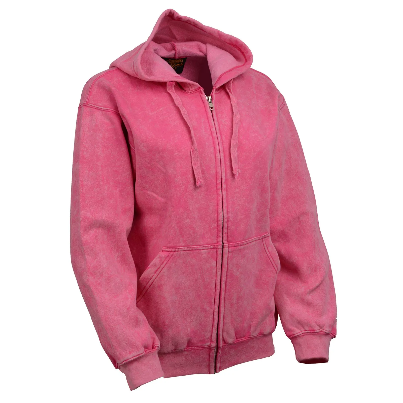 Milwaukee Leather MNG21620 Women's Distressed Pink Sweatshirt Full Zip