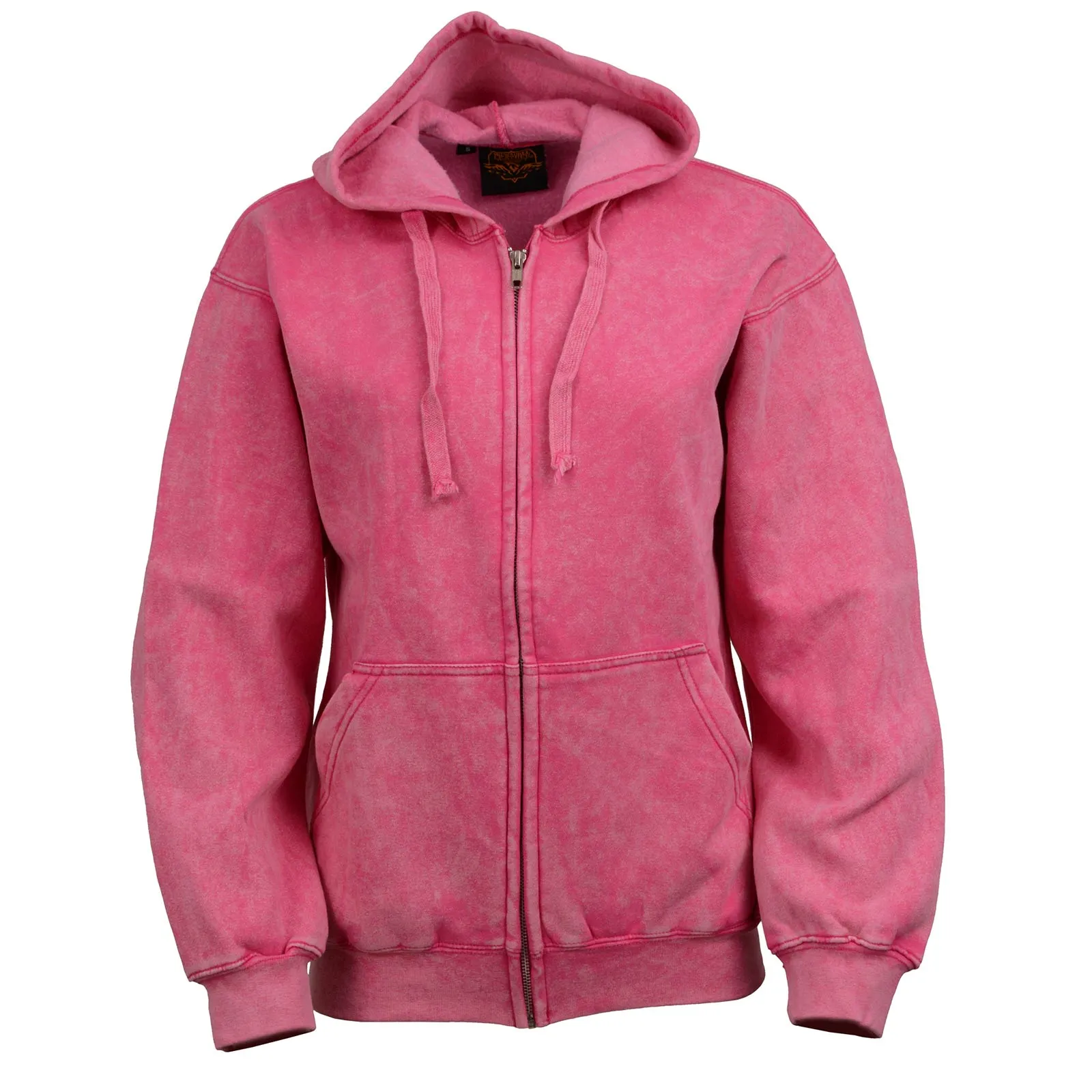 Milwaukee Leather MNG21620 Women's Distressed Pink Sweatshirt Full Zip