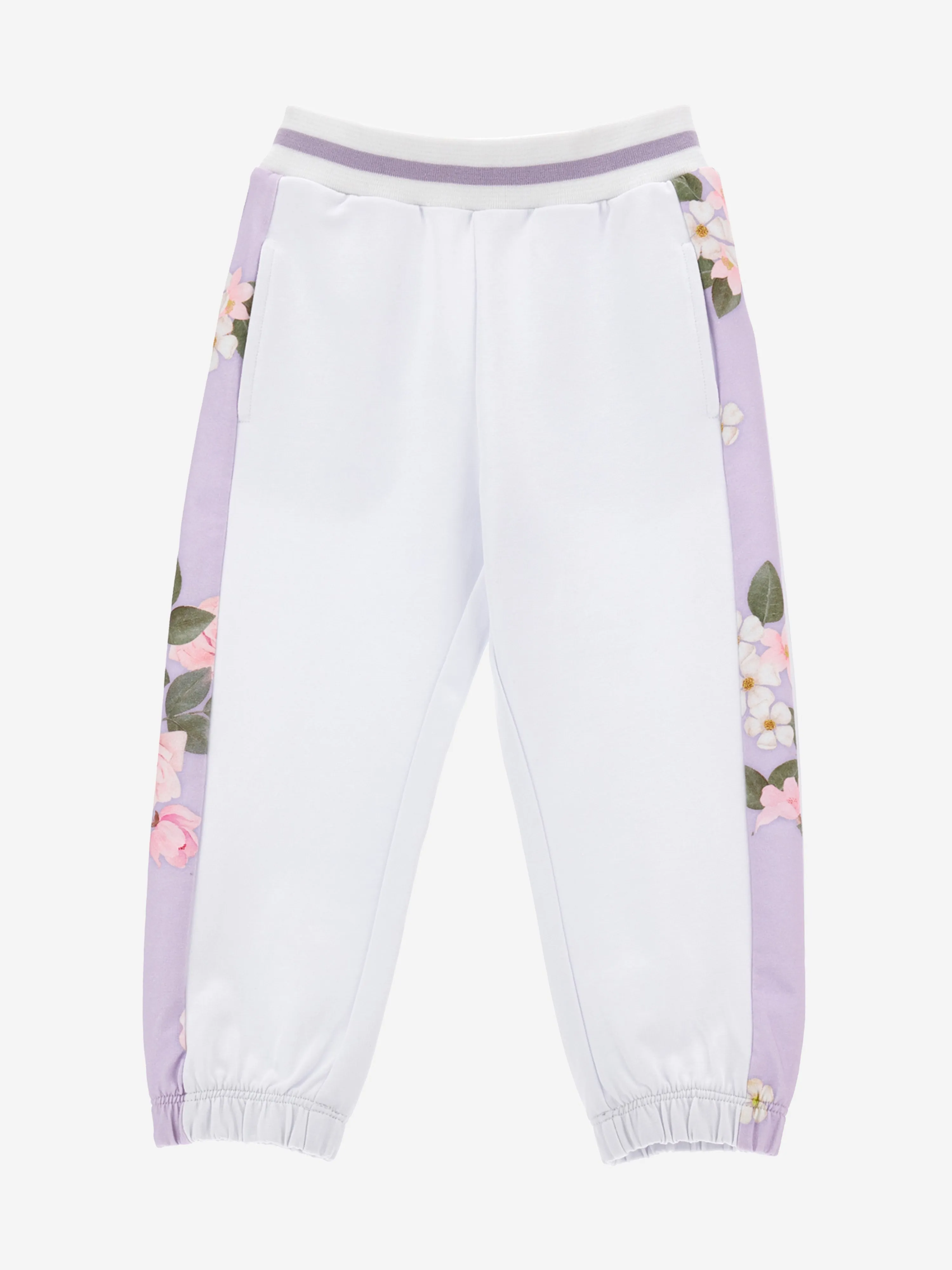 Monnalisa Girks Romantic Flowers Joggers in White