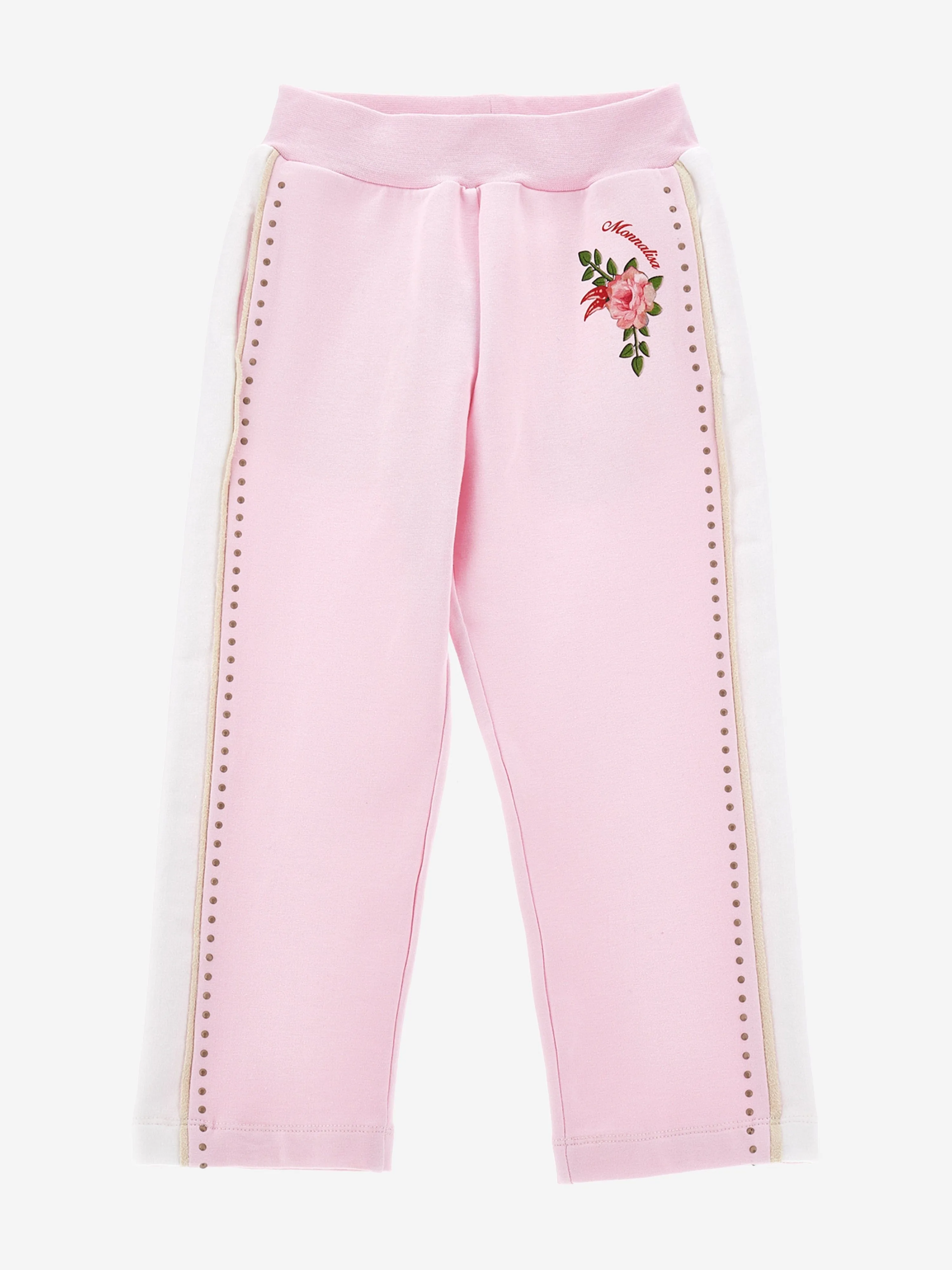 Monnalisa Girls Flower Joggers in Pink