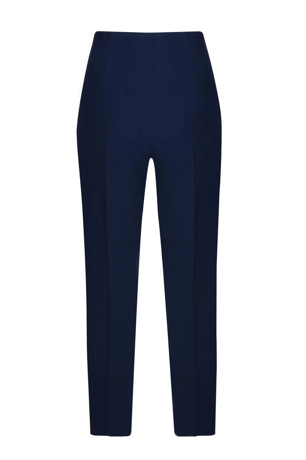 Narrow-Leg Trousers in Plain Navy Faille - Phoebe