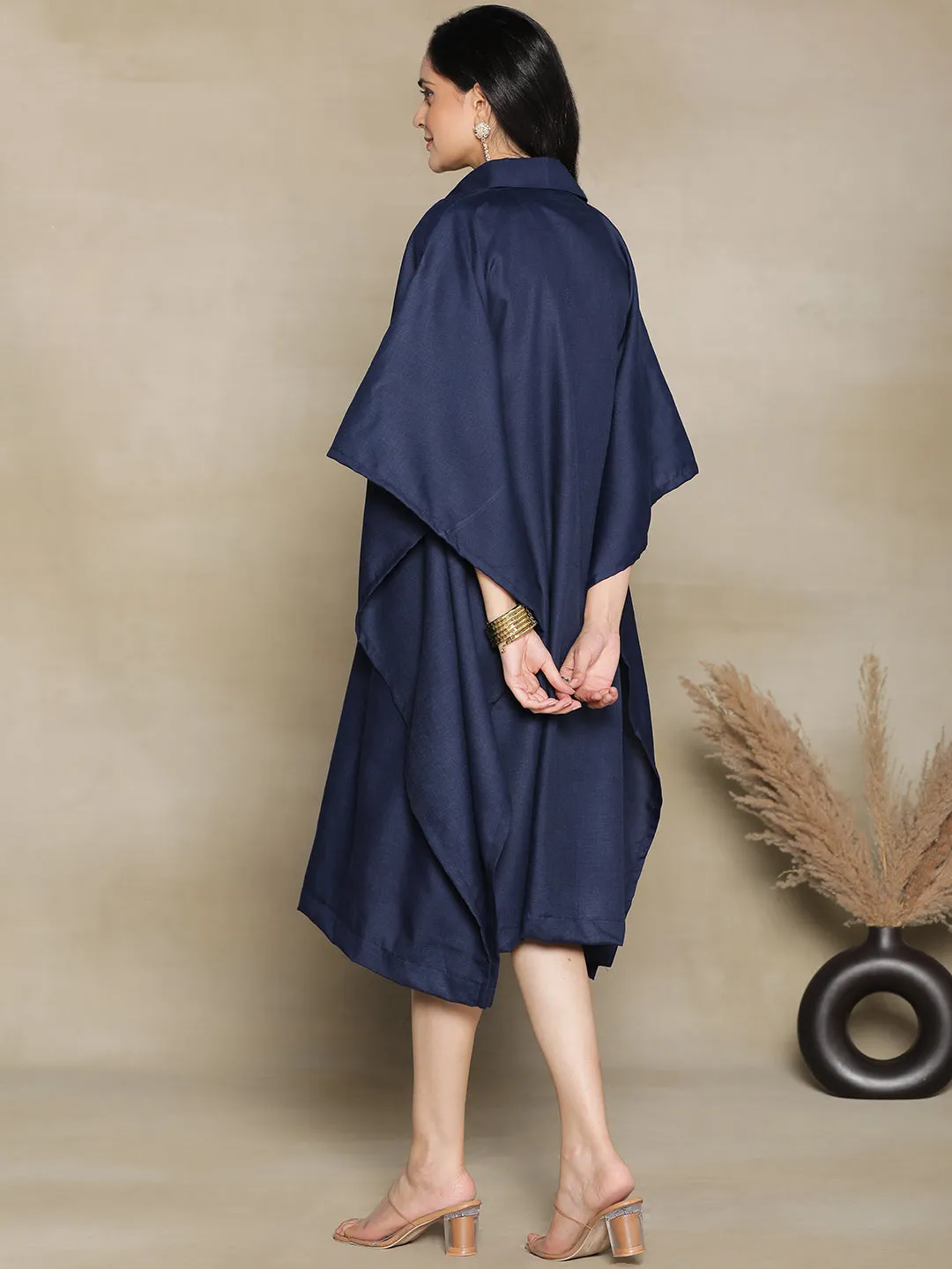 Navy CottonSlub ShirtKaftan