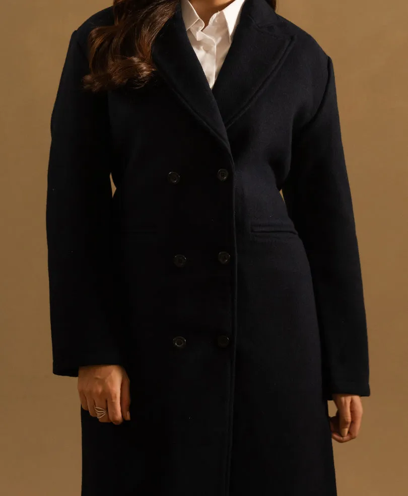 Navy Long Coat Extended length (Women)