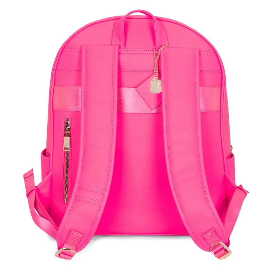 Neon Pink Apollo 2 Faux Crocodile Skin Backpack & Rolling Duffle Bag