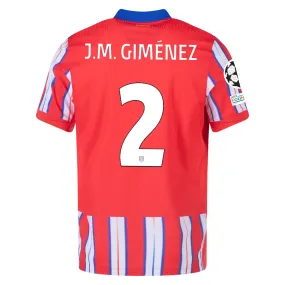 Nike Atletico Madrid Authentic Jose Maria Giménez Home Jersey w/ Champions League Patches 24/25 (Hyper Royal/Light Crimson/White)