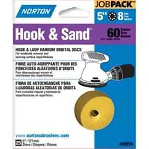 Norton 49224 Sanding Disc, 5 in Dia, Coated, P60 Grit, Coarse, Aluminum Oxide Abrasive, Paper Backing :PK 25: QUANTITY: 1