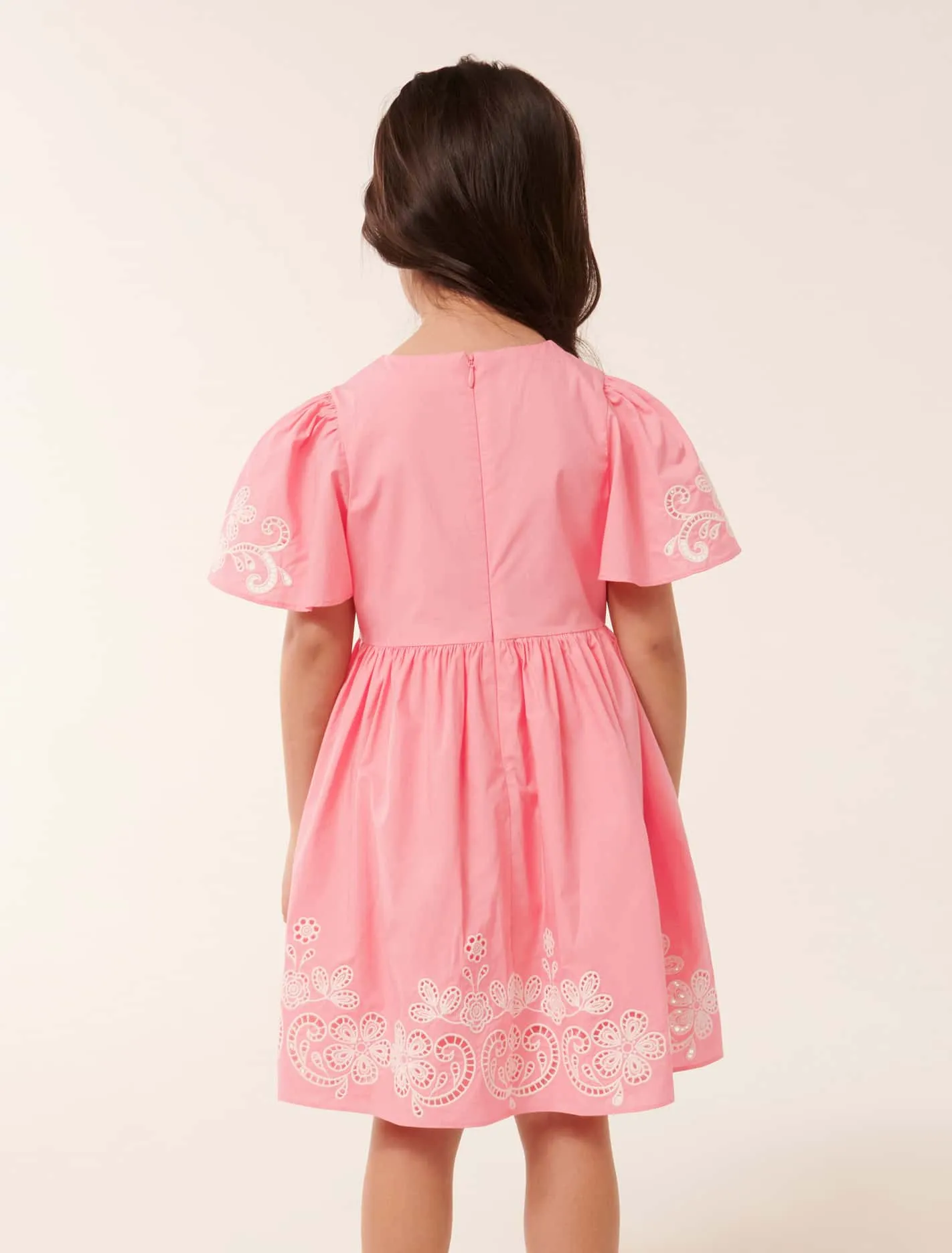 Olivia Broderie Flutter Girls Dress