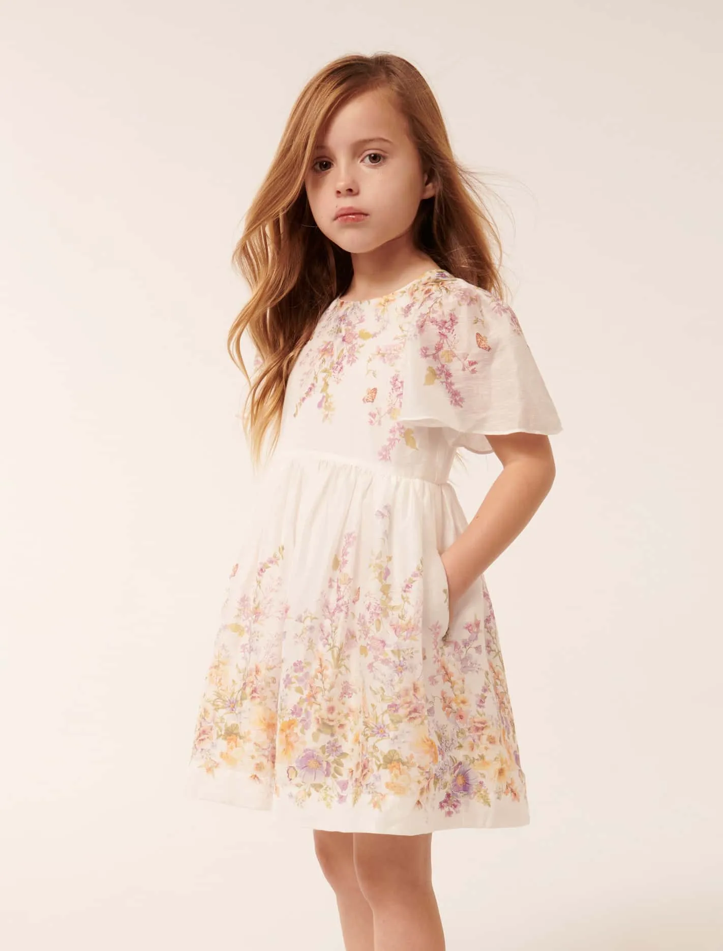 Olivia Placement Print Flutter Dress