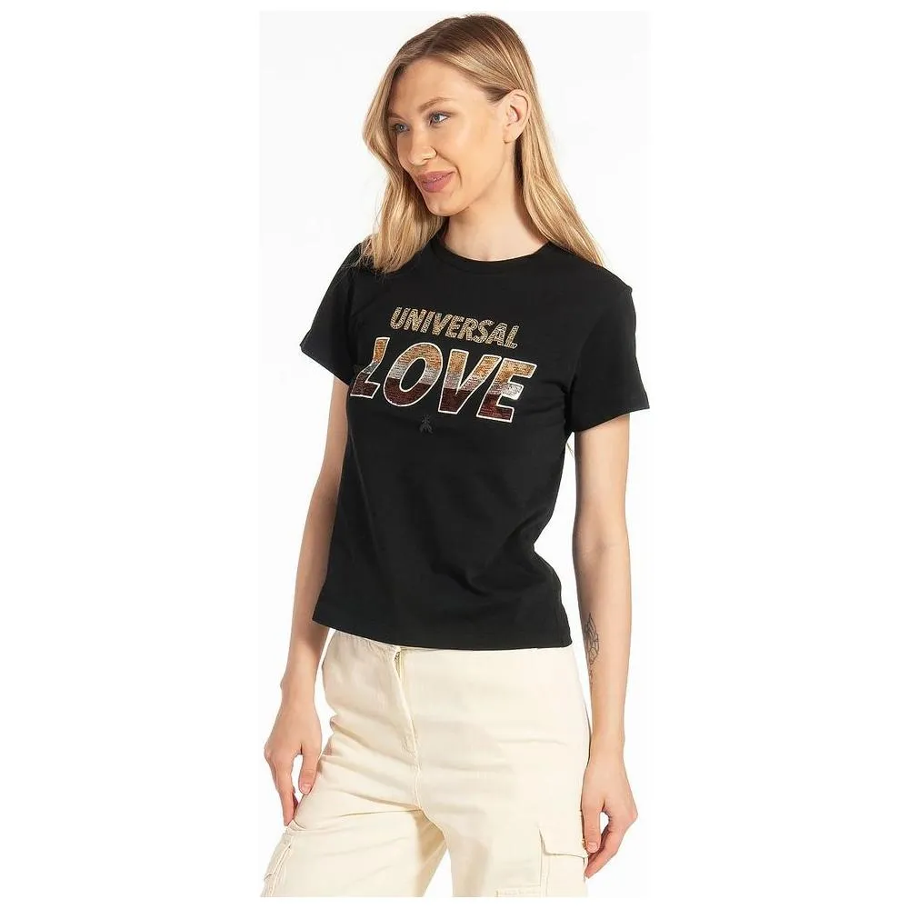 Patrizia Pepe Rhinestone Front Cotton Tee