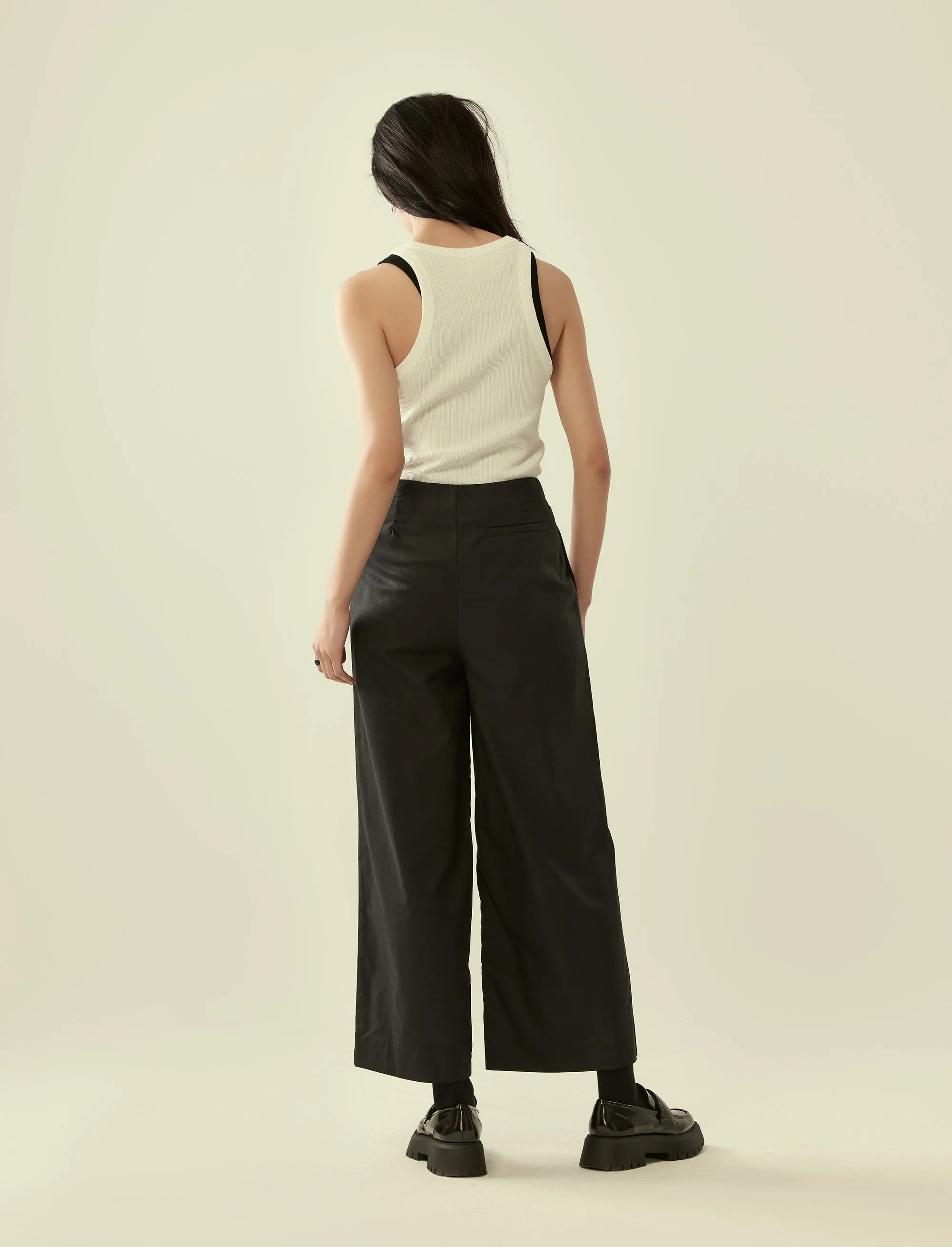 pin-tuck wide leg trousers