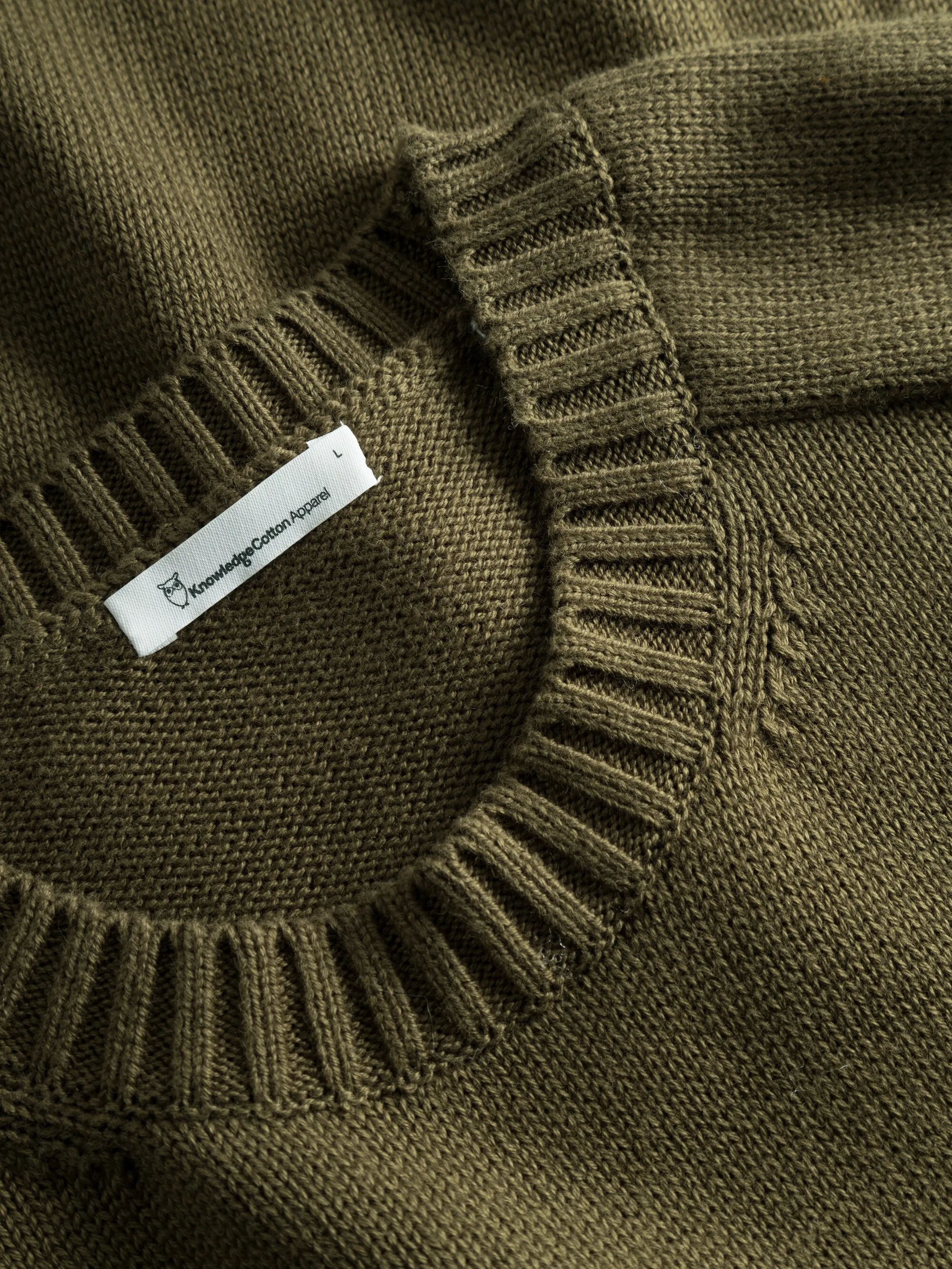 Plain knitted crew neck - Dark Olive